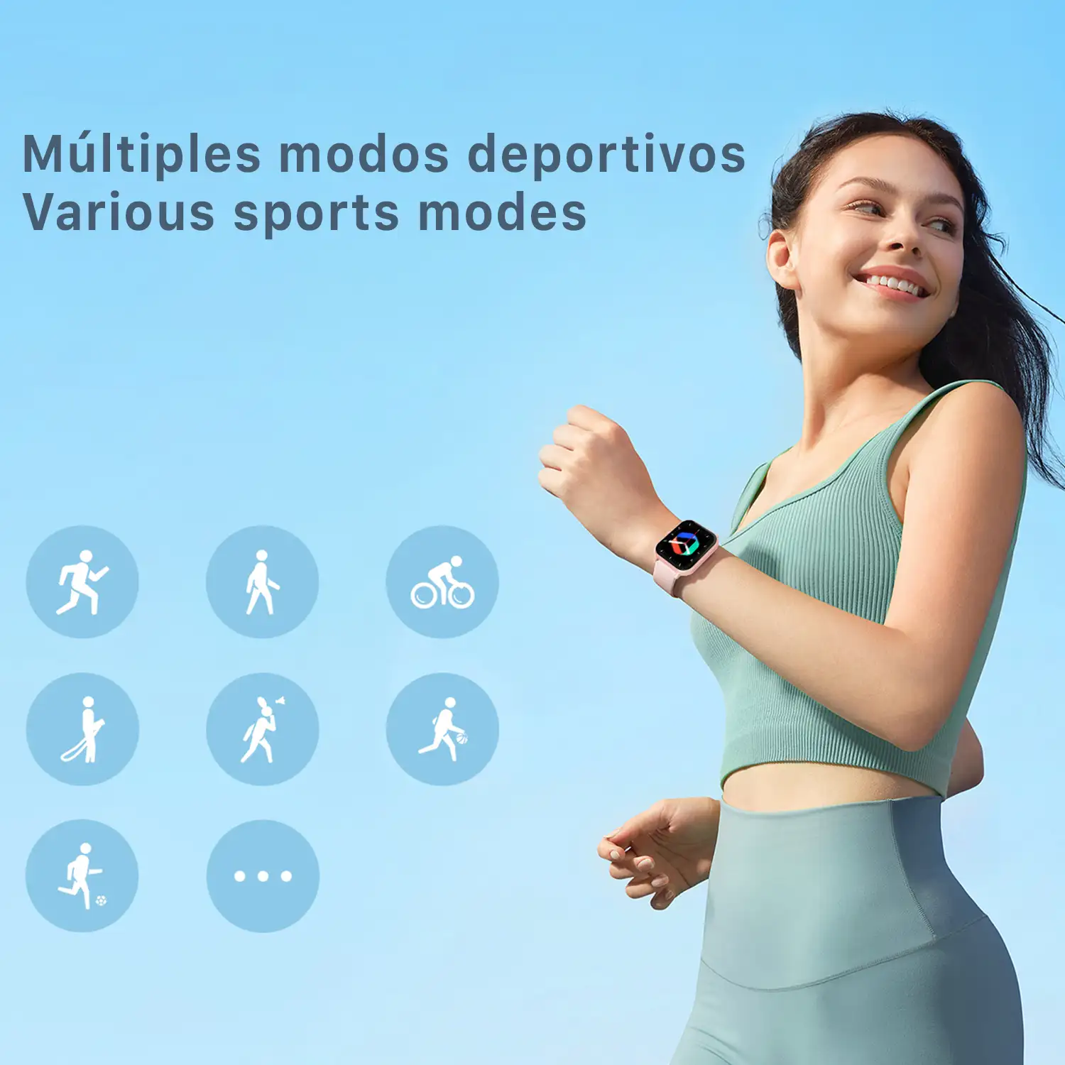 Smartwatch ZL54C con pantalla de 1,8 HR, monitor de tensión y de O2. Sumergible, varios modos deportivos, notificaciones de apps.