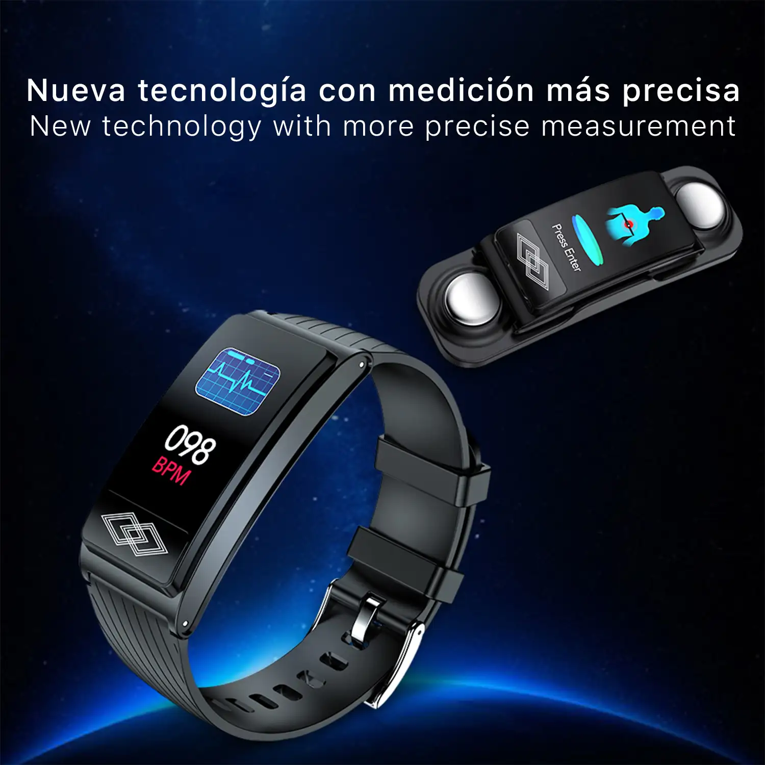 Smartwatch P10 con monitor de tensión y O2 en sangre. Incluye banda para pecho. Informe VFC y ECG 24 horas.