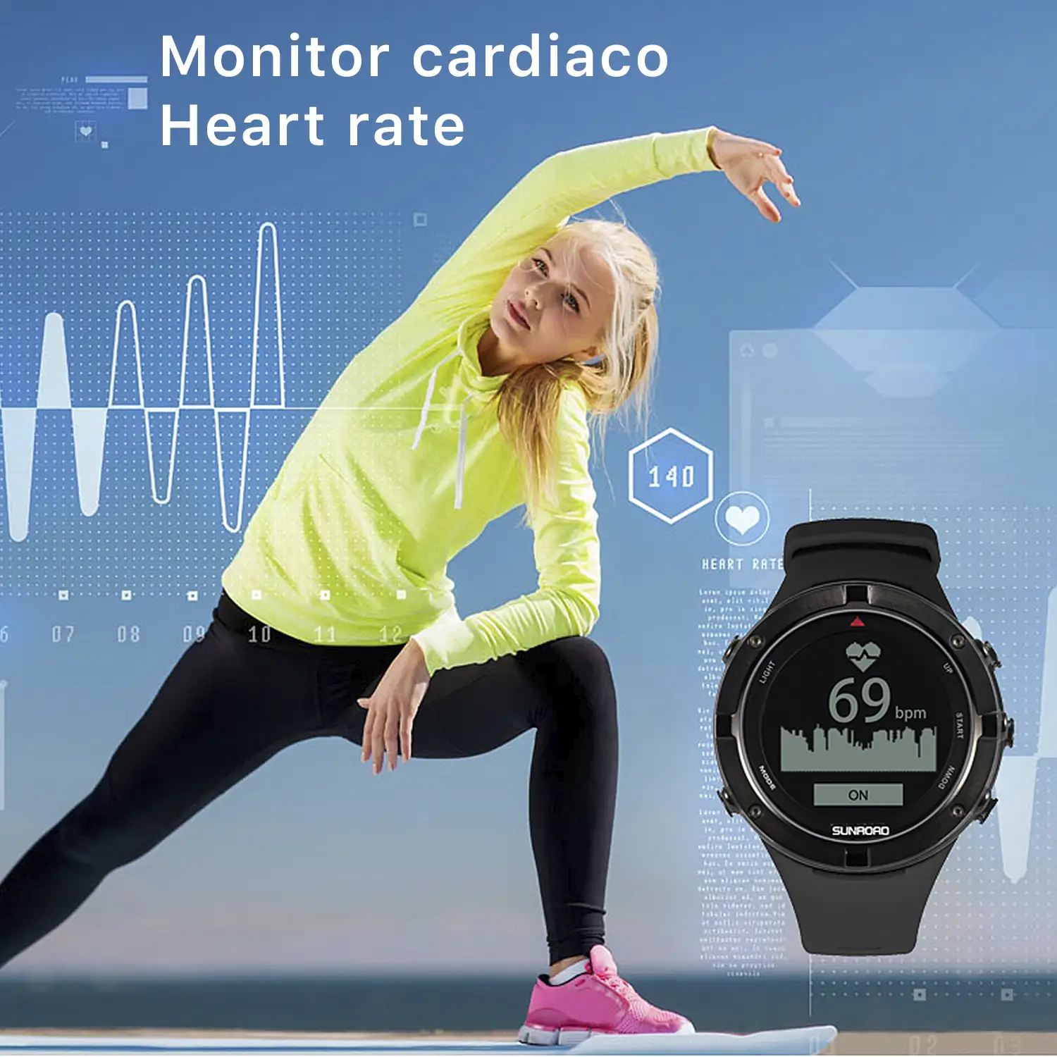 Smartwatch FR934 con localización GPS, sumergible 5 atm. Varios modos deportivos, incluye triatlón. Altímetro, barómetro, brújula, previsión meteorológica.