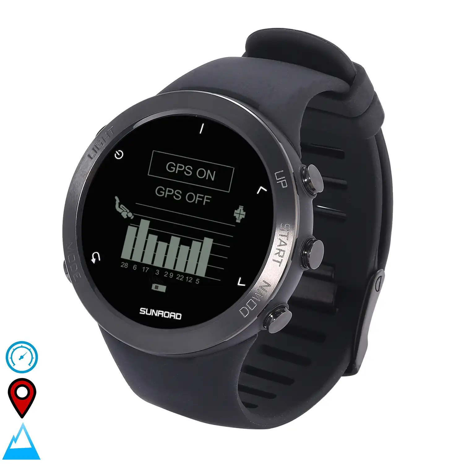 Smartwatch FR935 con localización GPS, sumergible 5 atm. Varios modos deportivos, incluye triatlón. Altímetro, barómetro, brújula, previsión meteorológica.