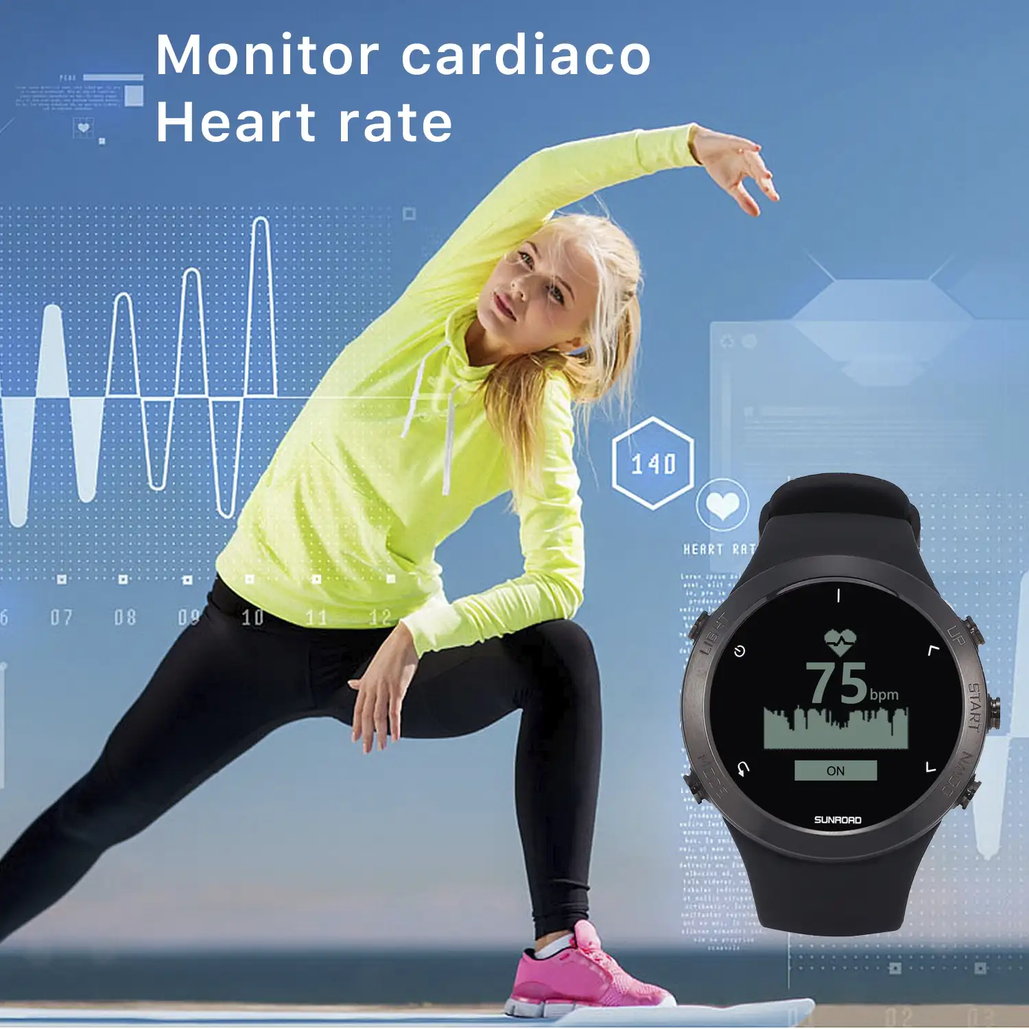 Smartwatch FR935 con localización GPS, sumergible 5 atm. Varios modos deportivos, incluye triatlón. Altímetro, barómetro, brújula, previsión meteorológica.