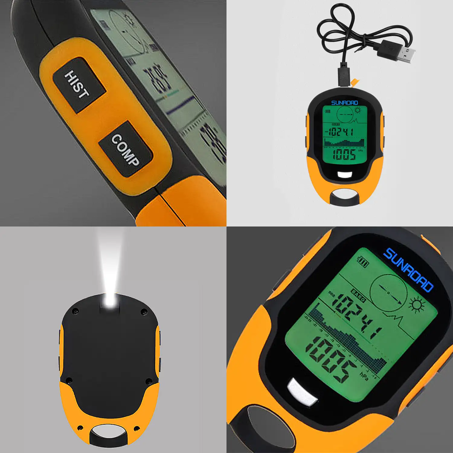 Altimetro digital de mano FR500 funciones de barometro brujula termometro e higrometro