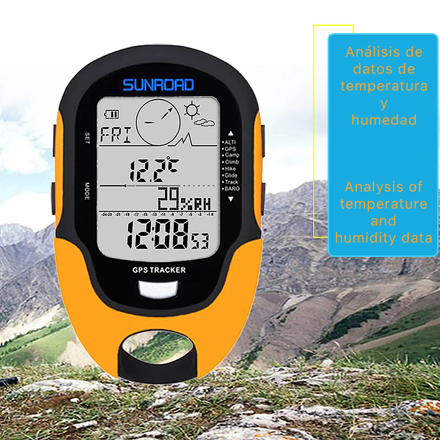 Altímetro digital multifunción con GPS FR510. Doble sistema de navegación. Brújula digital de 16 direcciones. Temperatura, higrómetro.