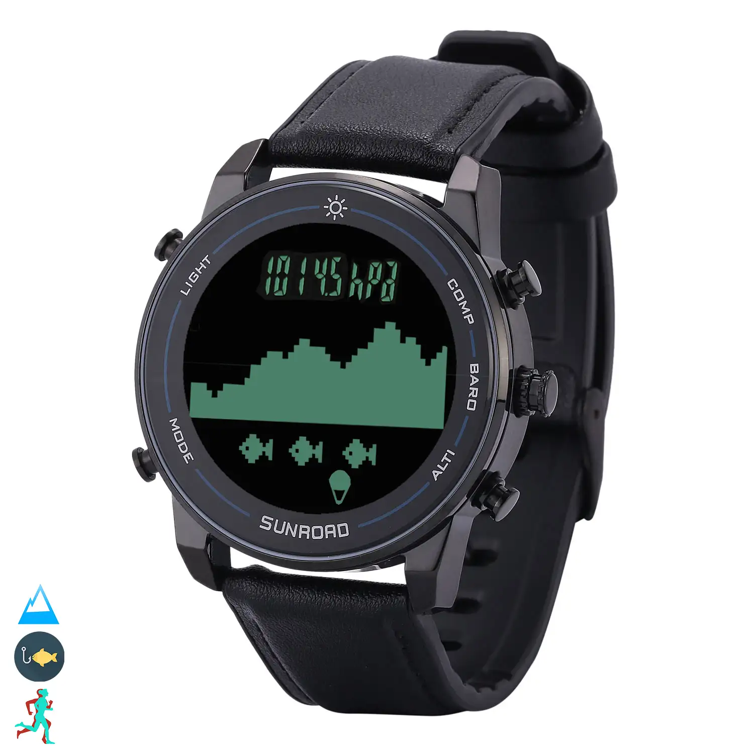 Reloj de pesca FR861N con altimetro barometro y termometro. Con podometro brujula electronica de alta precision