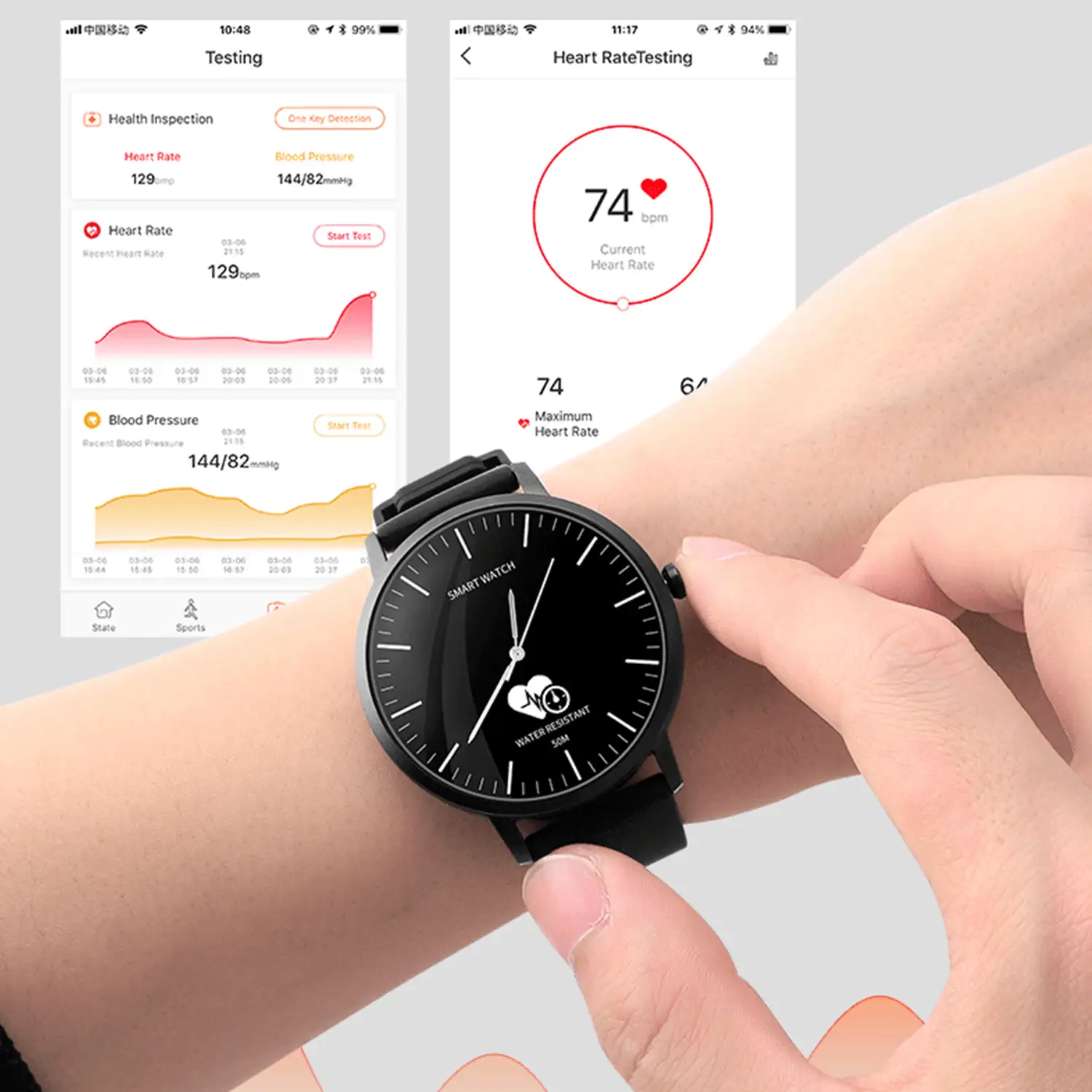 Smartwatch HD06 con mecanismo tradicional de cuarzo + pantalla digital y funciones avanzadas. Podómetro, monitor cardiaco.