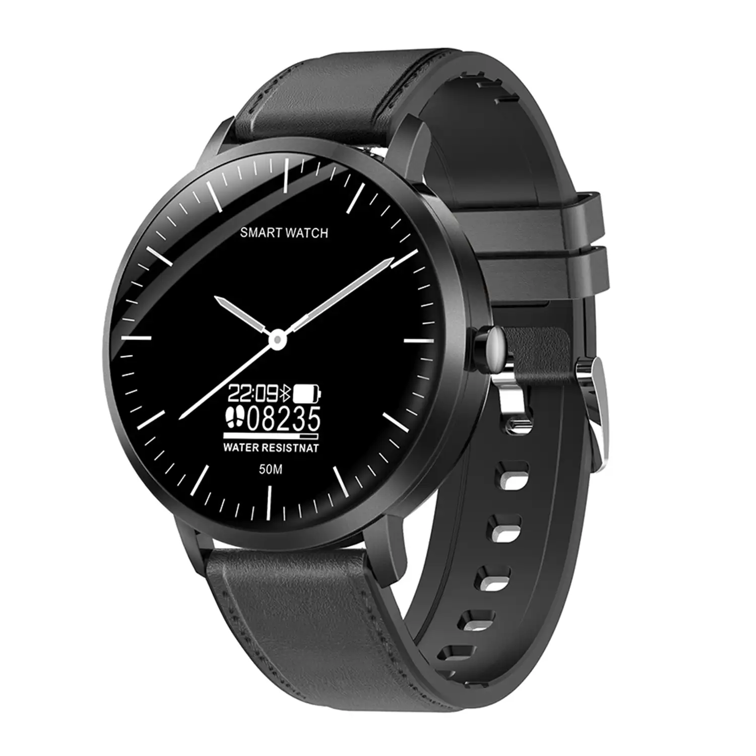 Smartwatch HD06 con mecanismo tradicional de cuarzo + pantalla digital y funciones avanzadas. Podómetro, monitor cardiaco.