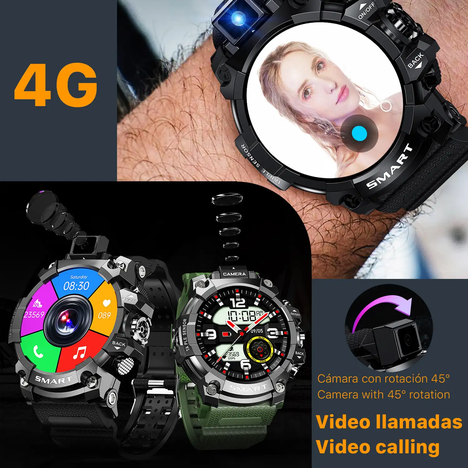 Smartwatch Phone T36 4G con SO Android incorporado. Funciones avanzadas y localizador  GPS, Wifi y LBS.