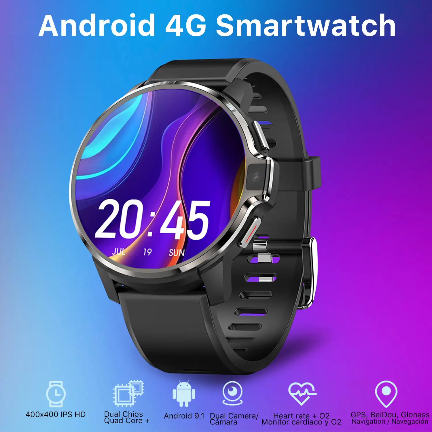 Smartwatch Phone M30 4G con SO Android 9.1, Quad Core, Wifi, GPS. Cámara de 5mpx incorporada. 1+16GB de memoria interna.