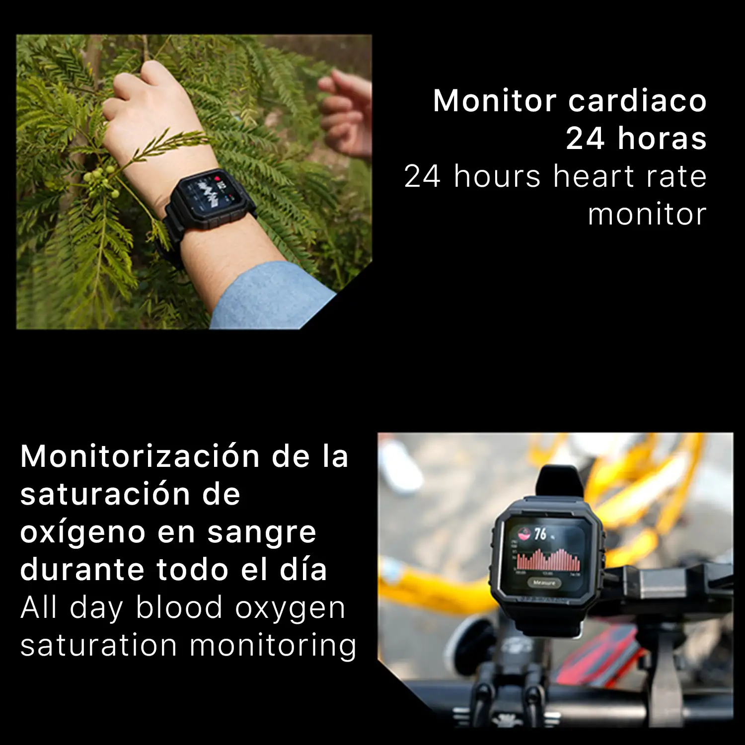 Smartwatch Alpha Pro con GPS, monitor cardiaco. Varios modos deportivos, notificaciones de apps.