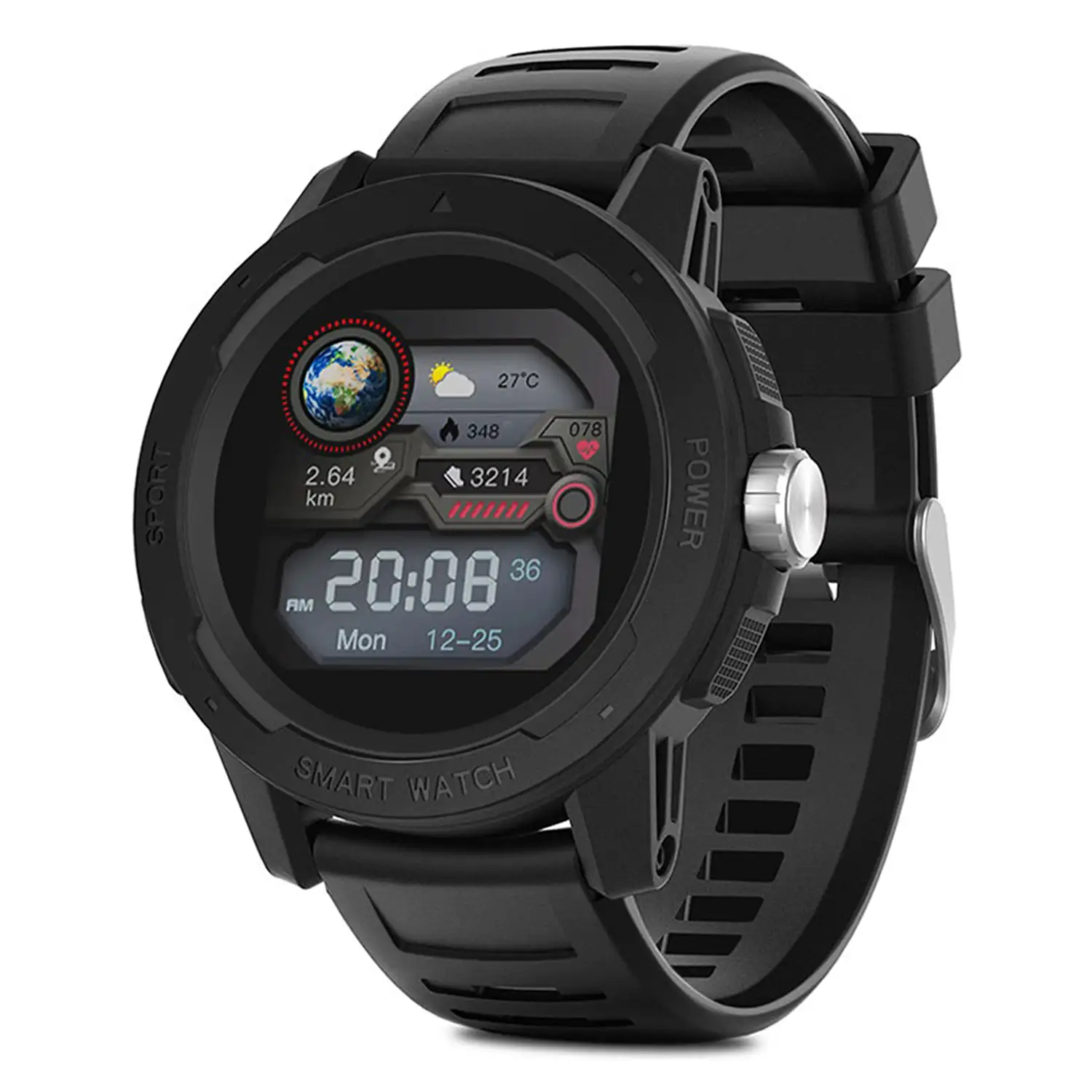 Smartwatch Mars2 con monitor cardiaco, de tensión y O2 en sangre. Varios modos deportivos, notificaciones de apps.