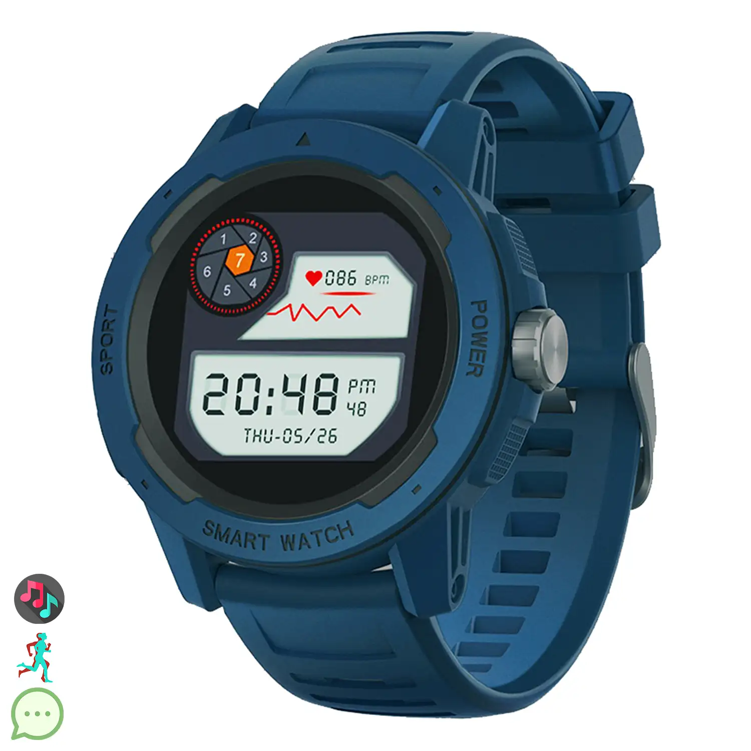 Smartwatch Mars2 con monitor cardiaco, de tensión y O2 en sangre. Varios modos deportivos, notificaciones de apps.