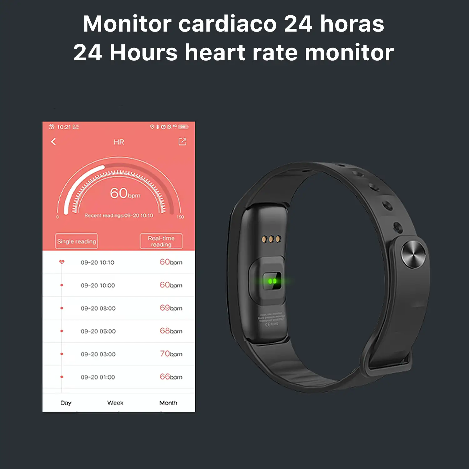 Brazalete inteligente B1 con monitor de fatiga, tensión y O2 en sangre. Varios modos deportivos, notificaciones de apps.