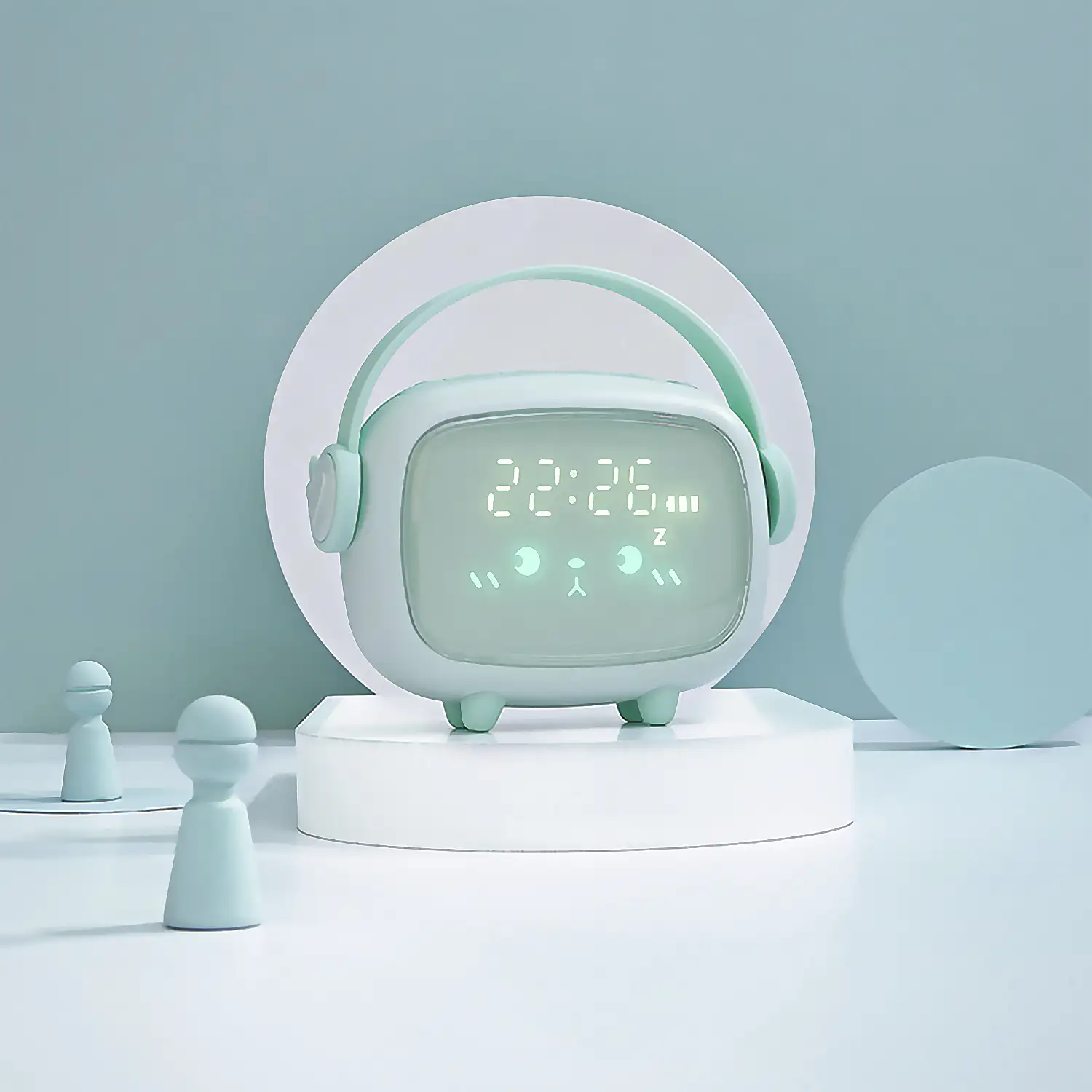 Reloj despertador infantil con luz, para entrenar el sueño, termómetro. Batería recargable.