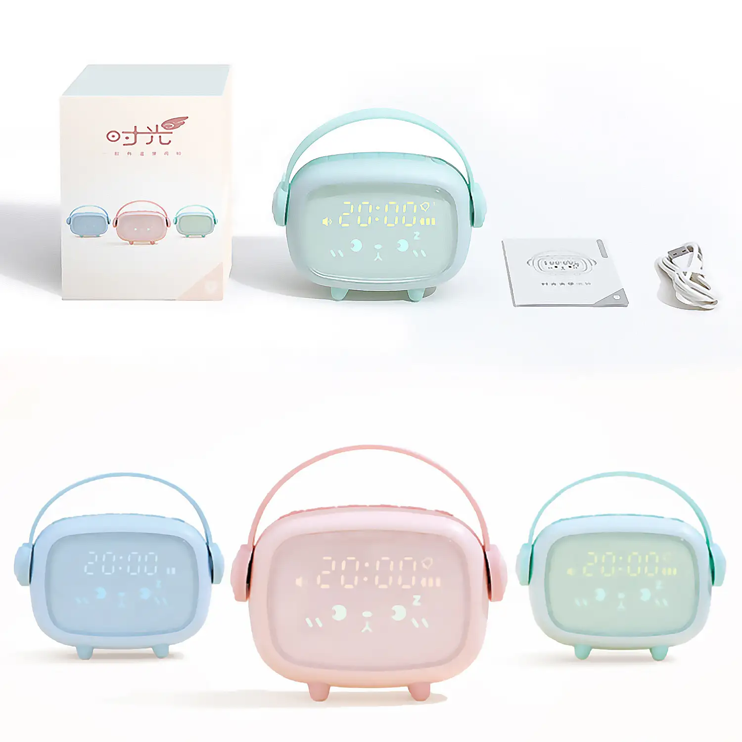 Reloj despertador infantil con luz, para entrenar el sueño, termómetro. Batería recargable.