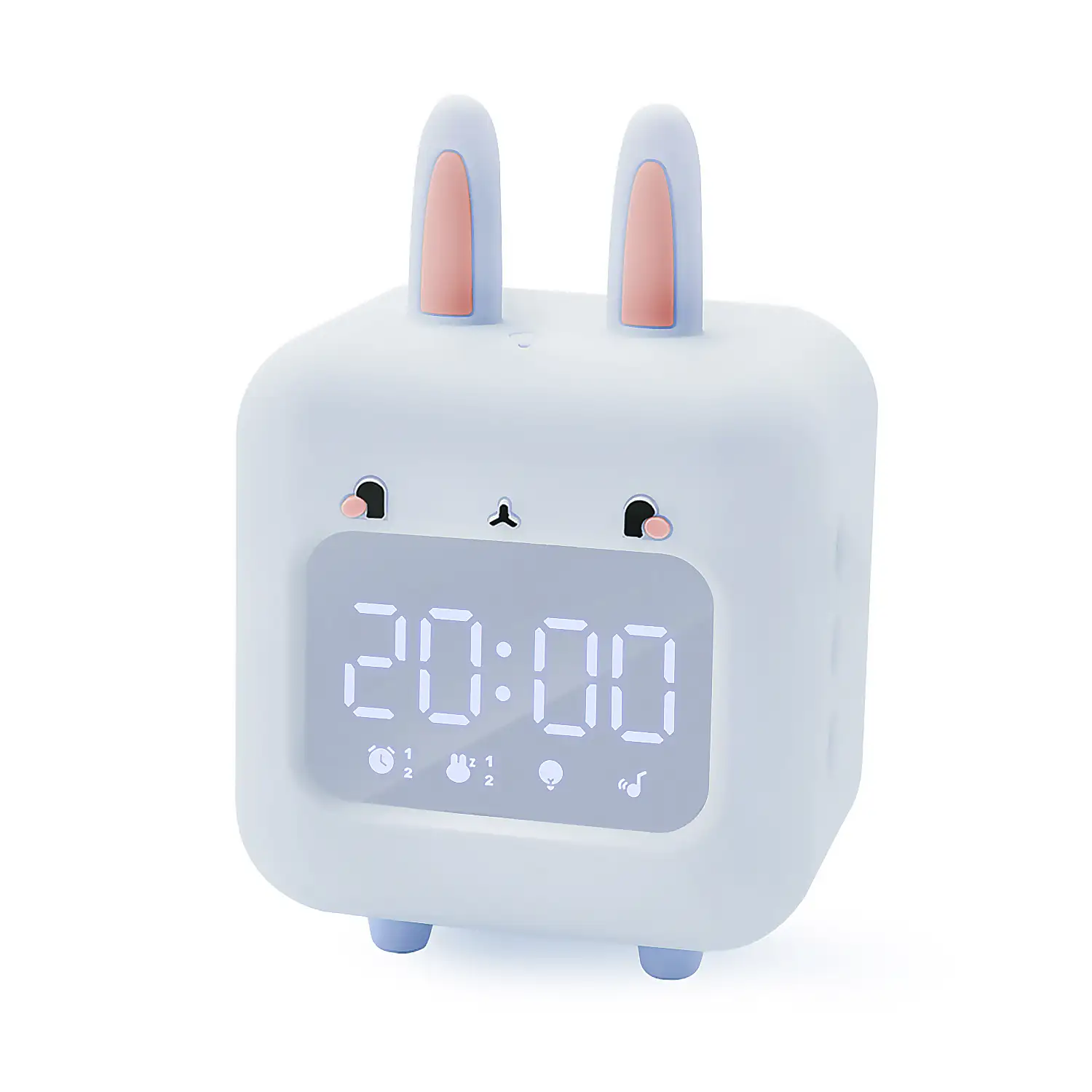 Reloj despertador infantil Conejito con luz LED nocturna. Música ambiental  para dormir. Batería recargable.