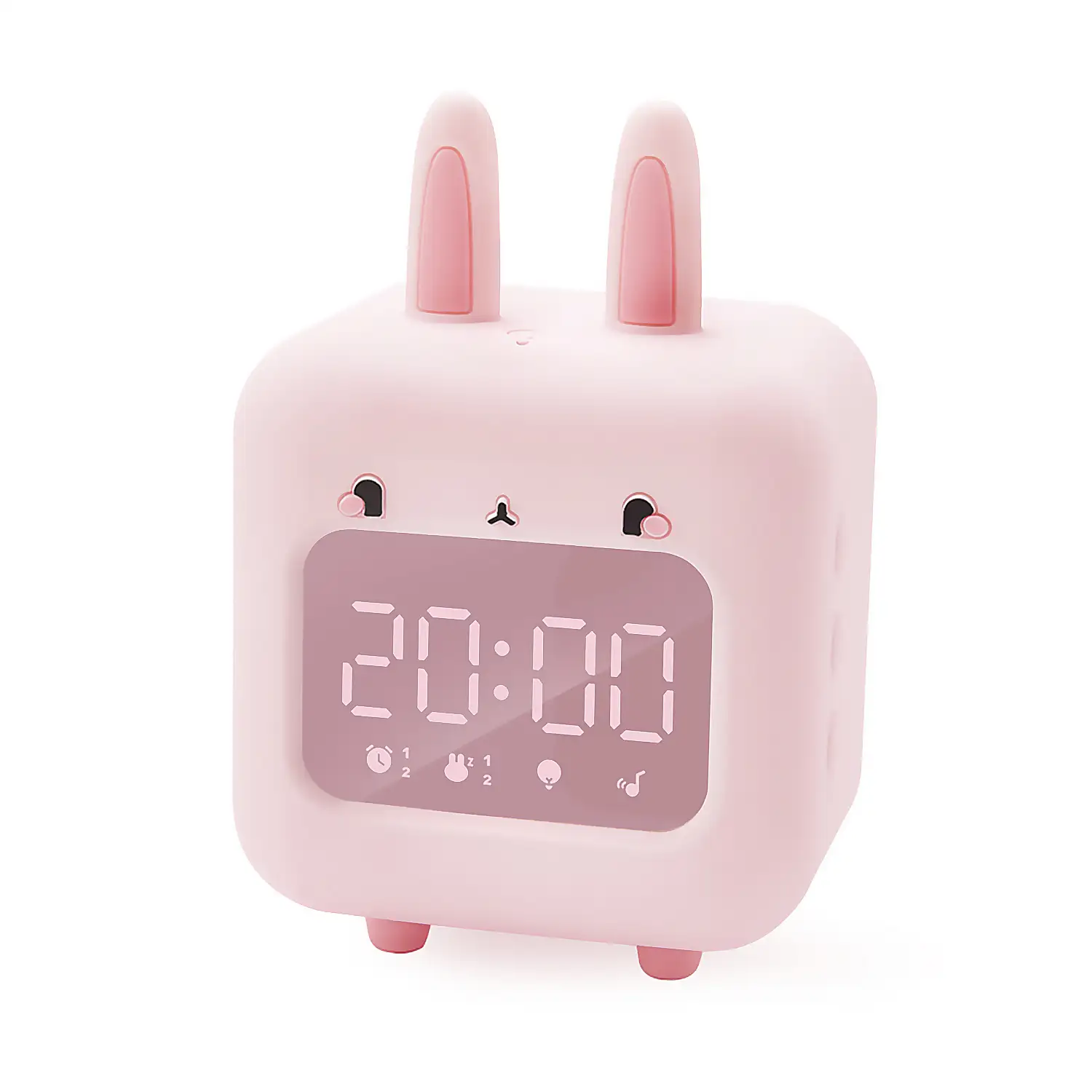 Reloj despertador infantil Conejito con luz LED nocturna. Música ambiental para dormir. Batería recargable.