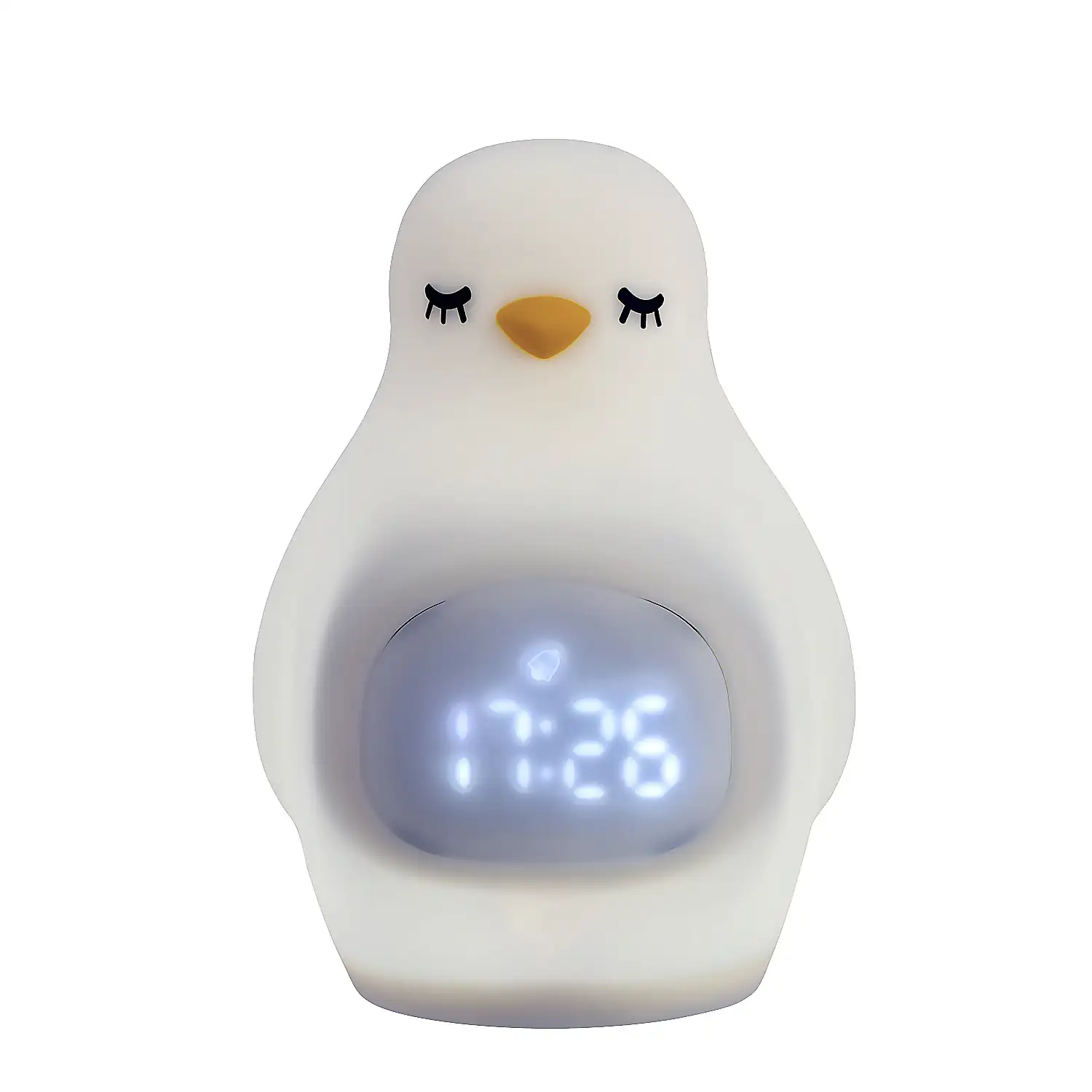 Reloj despertador con luz nocturna infantil, intensidad regulable. Diseño Pingüino.