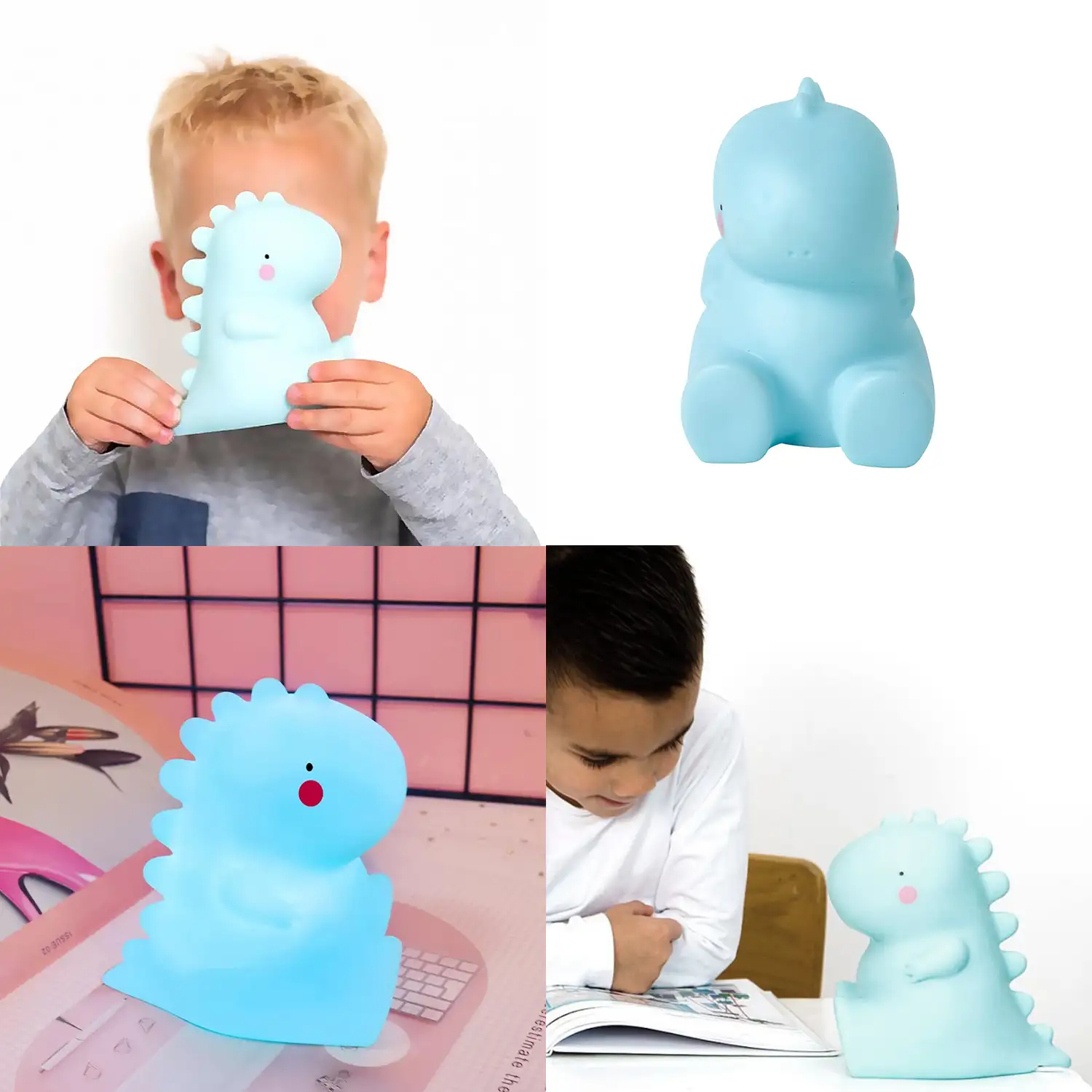 Luz led infantil nocturna quitamiedos. Diseño Dinosaurio sentado.