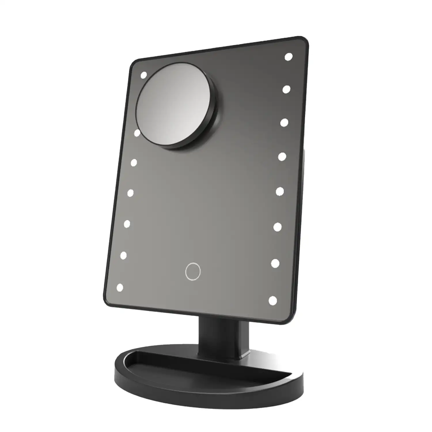 Espejo de maquillaje con 16 luces LED. Mini espejo auxiliar. Sensor táctil, rotación 180°.