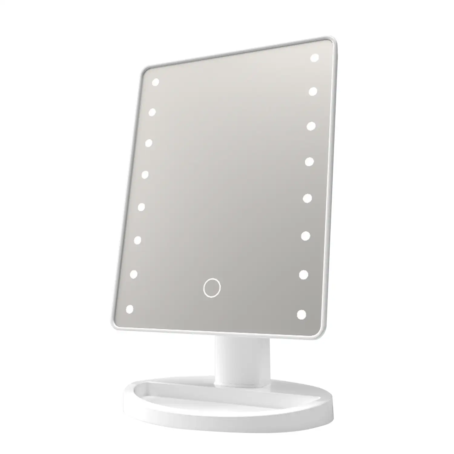 Espejo de maquillaje con 16 luces LED. Sensor táctil, rotación 180°.