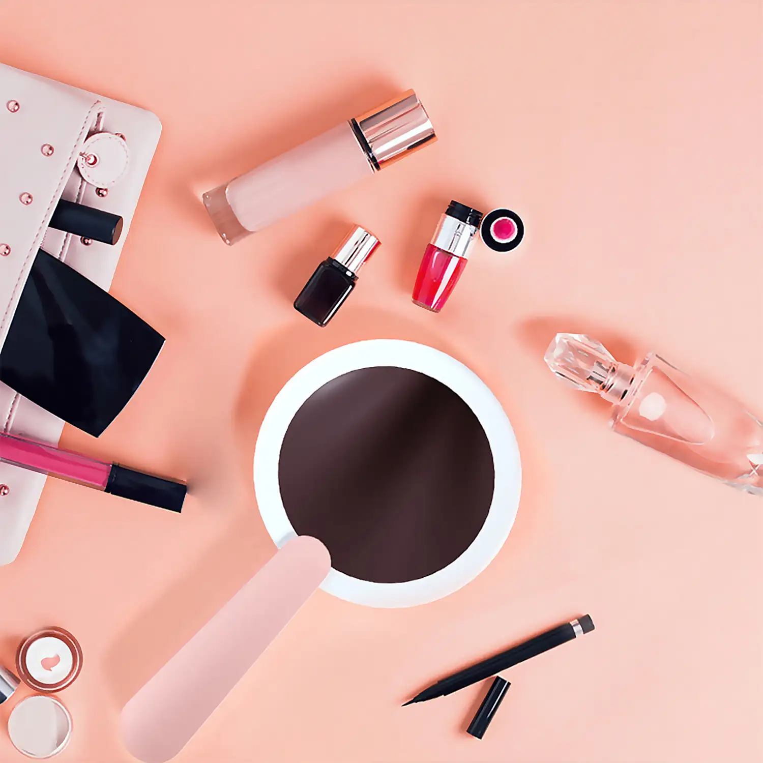 Espejo plegable portátil de maquillaje con luz LED.