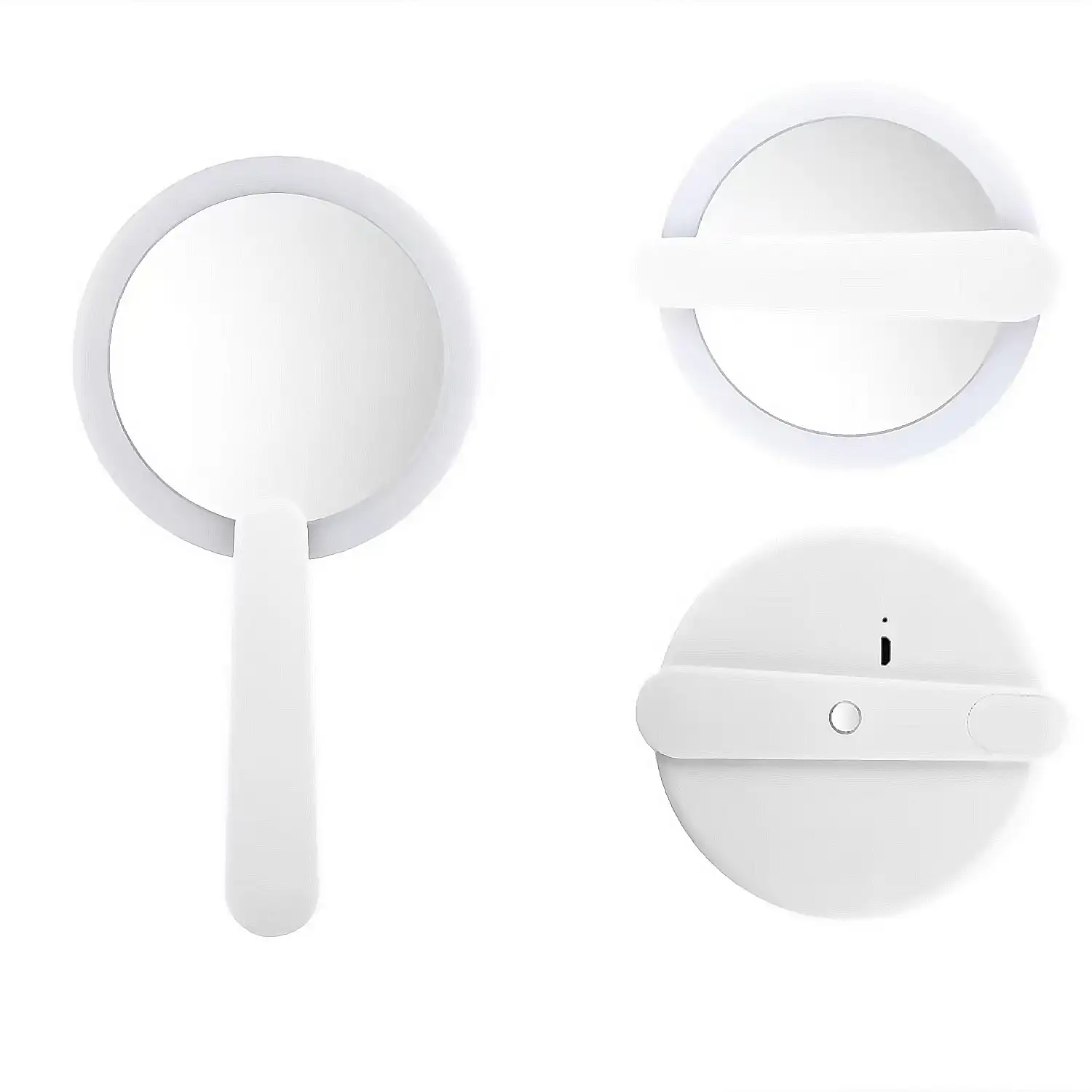 Espejo plegable portátil de maquillaje con luz LED.
