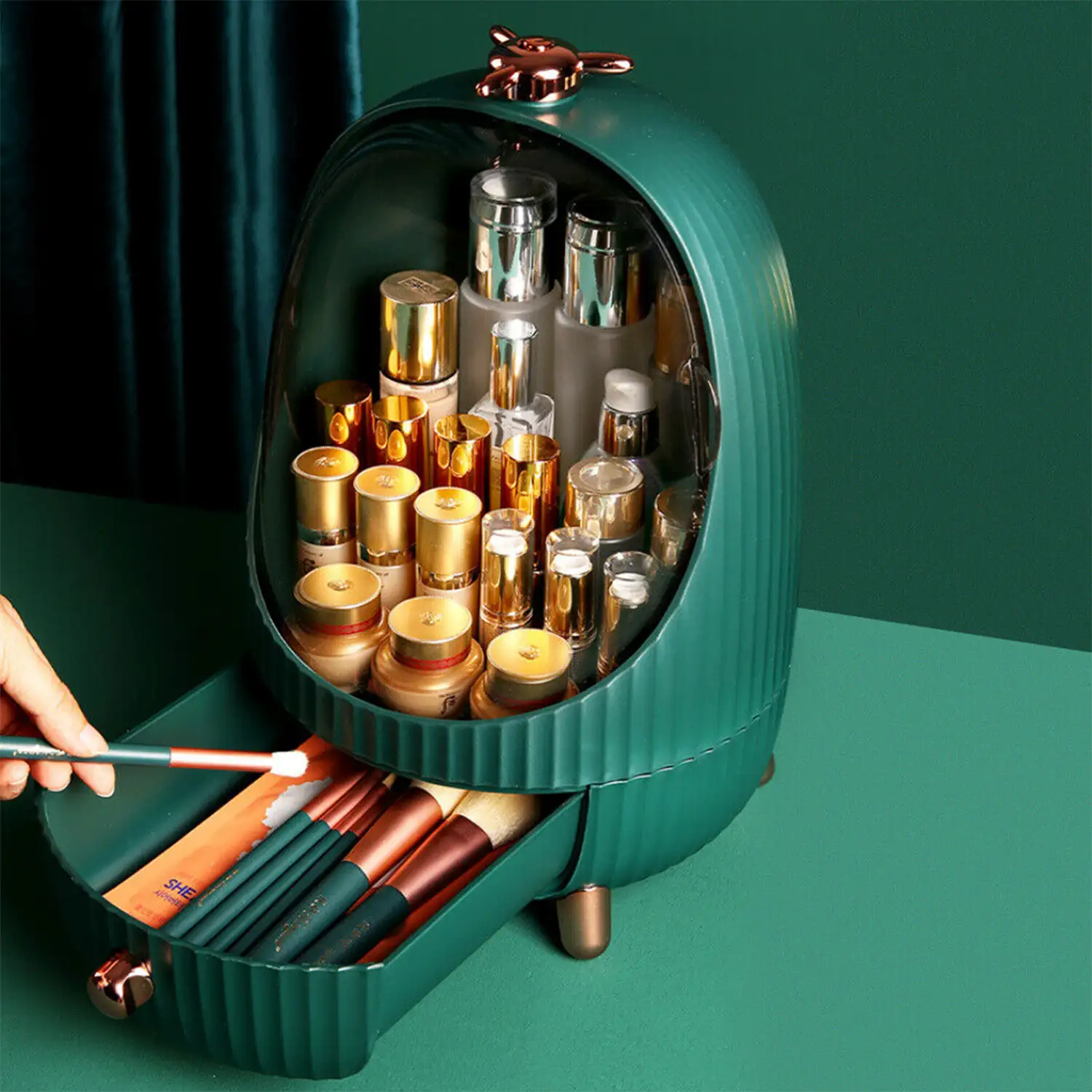 Cajón organizador de maquillaje y cosméticos con luz. Tamaño grande 33,5x23cm.