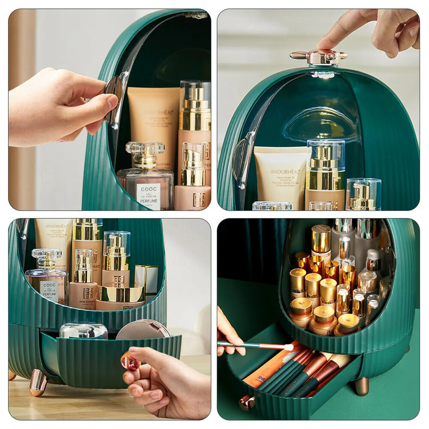 Cajón organizador de maquillaje y cosméticos con luz. Tamaño grande 33,5x23cm.