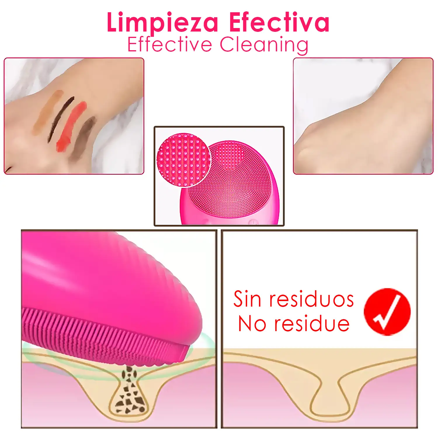 Cepillo de limpieza facial. 12.000 revoluciones por minuto. Batería recargable.