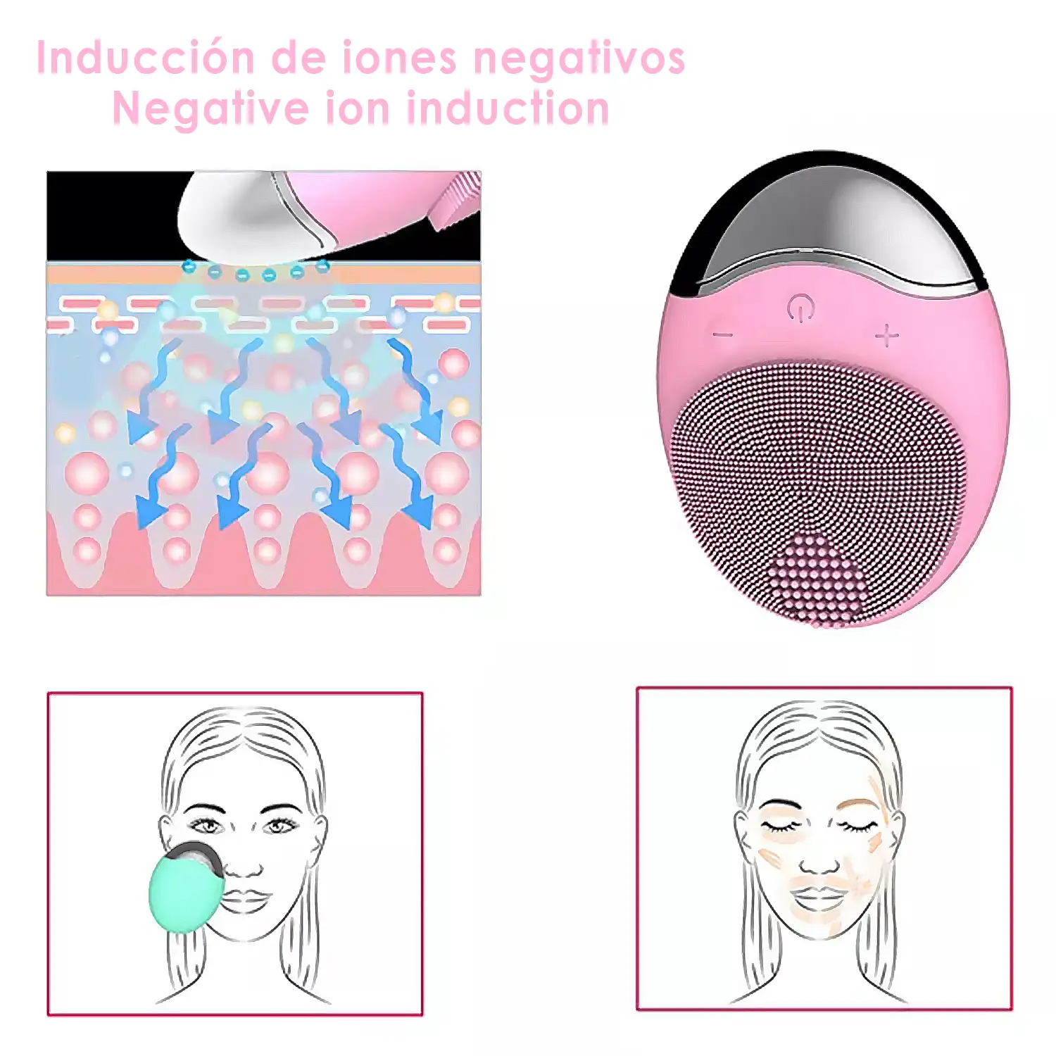 Cepillo de limpieza facial. 12.000 revoluciones por minuto. Batería recargable.