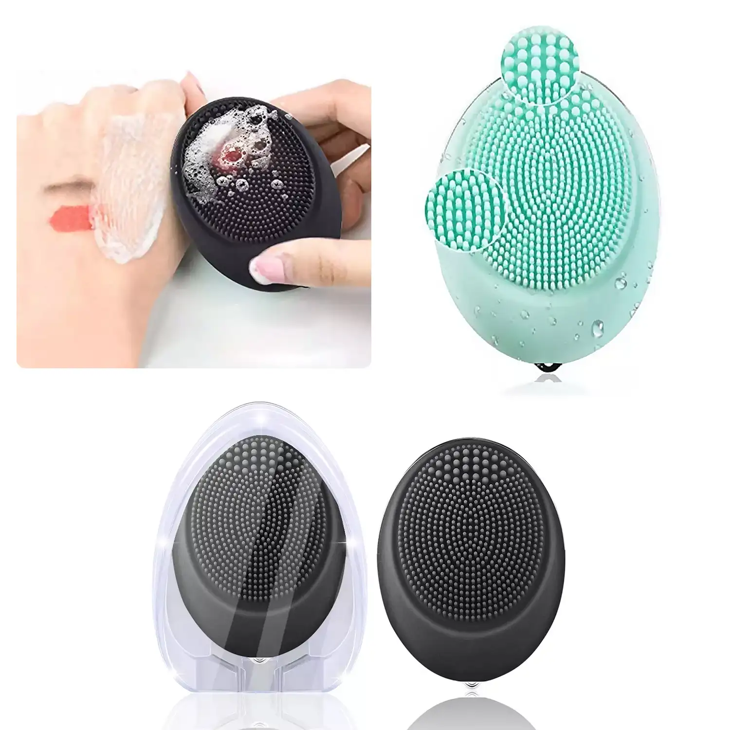 Micro cepillo eléctrico de silicona para la limpieza y masaje facial. Batería incorporada, hasta 110 usos.