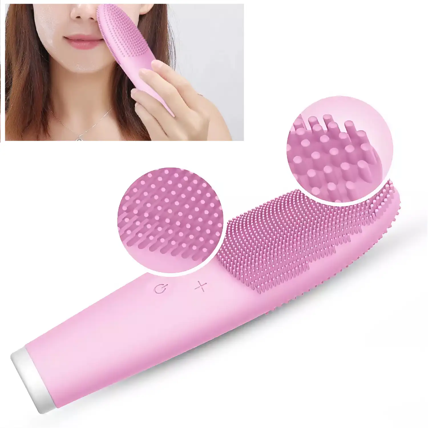 Cepillo eléctrico de silicona para limpieza facial, masajeador y afeitadora para zonas delicadas.