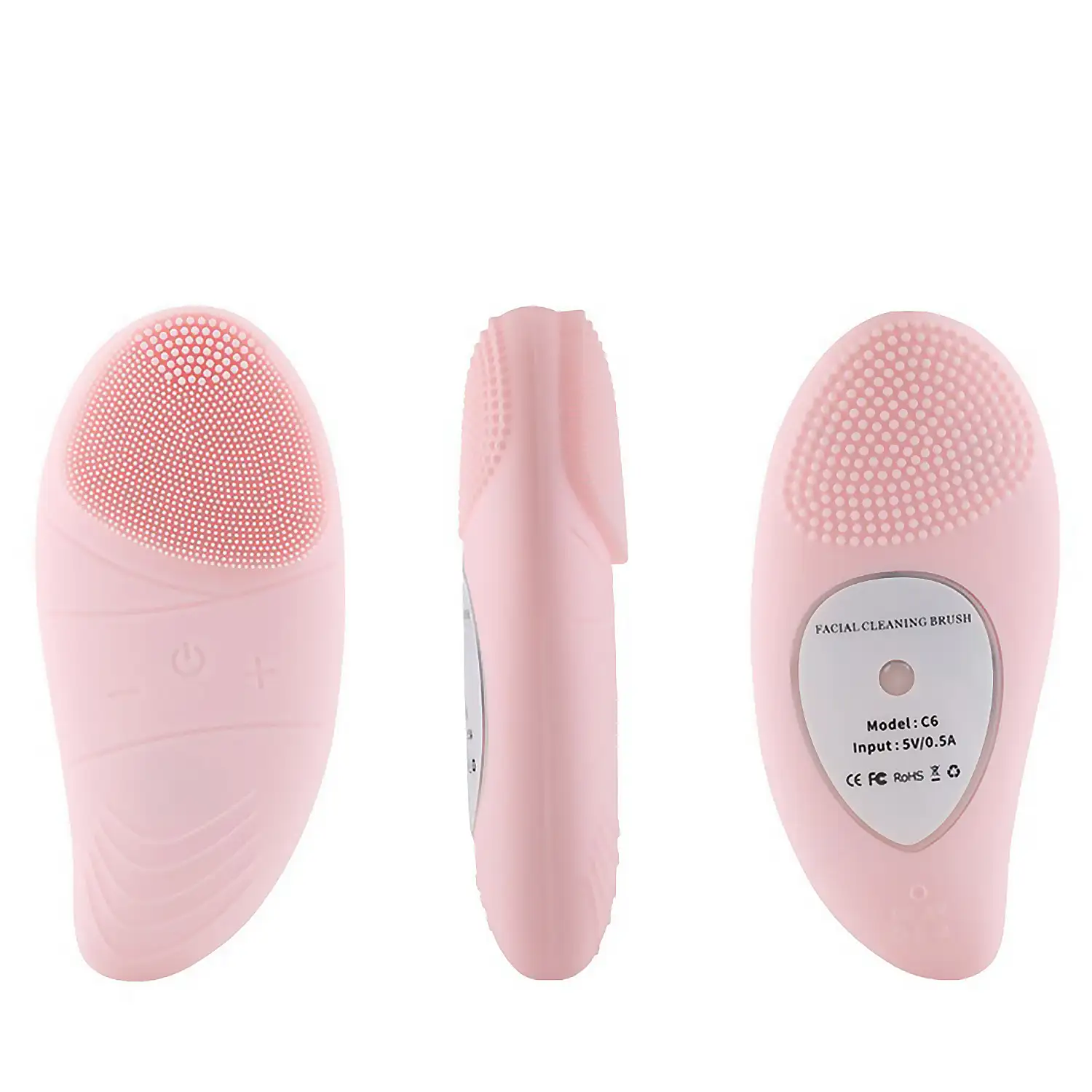 Cepillo de limpieza facial con cabezal de silicona. Masajeador, limpiador y exfoliador. Batería recargable.