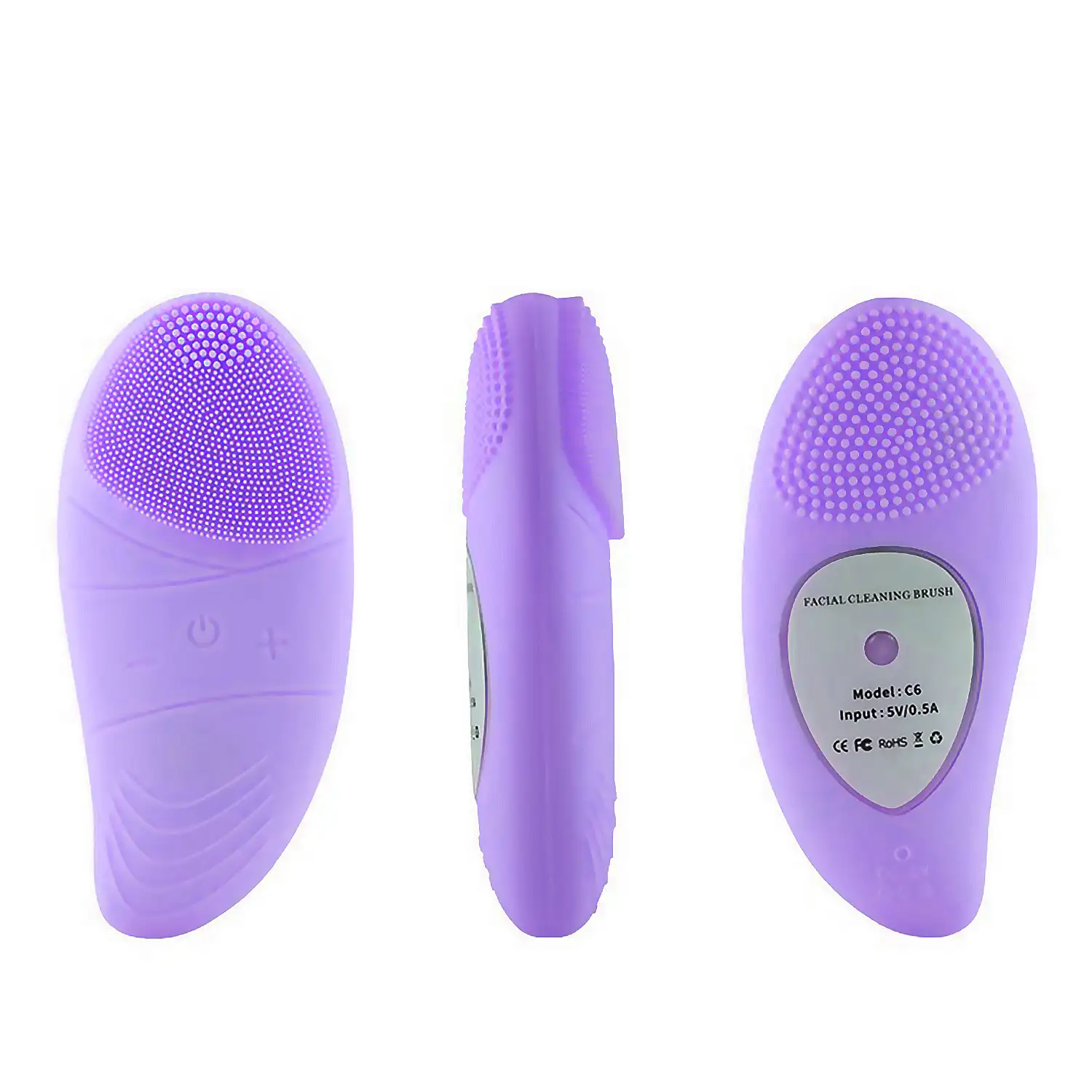 Cepillo de limpieza facial con cabezal de silicona. Masajeador, limpiador y exfoliador. Batería recargable.