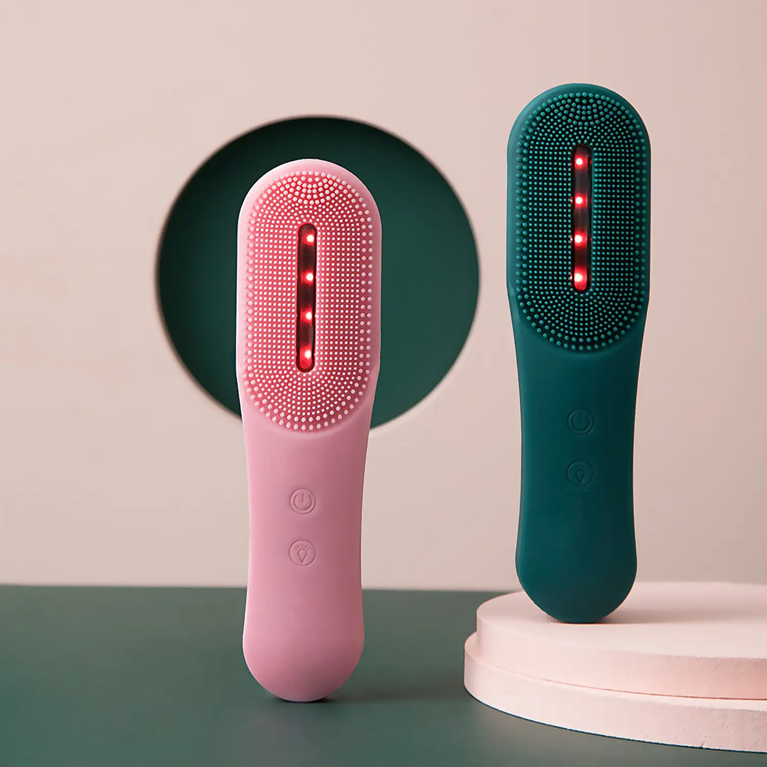 Cepillo limpiador facial de silicona. Tratamiento de luz LED triple, rejuvenecimiento, anti acné, activador de colágeno.