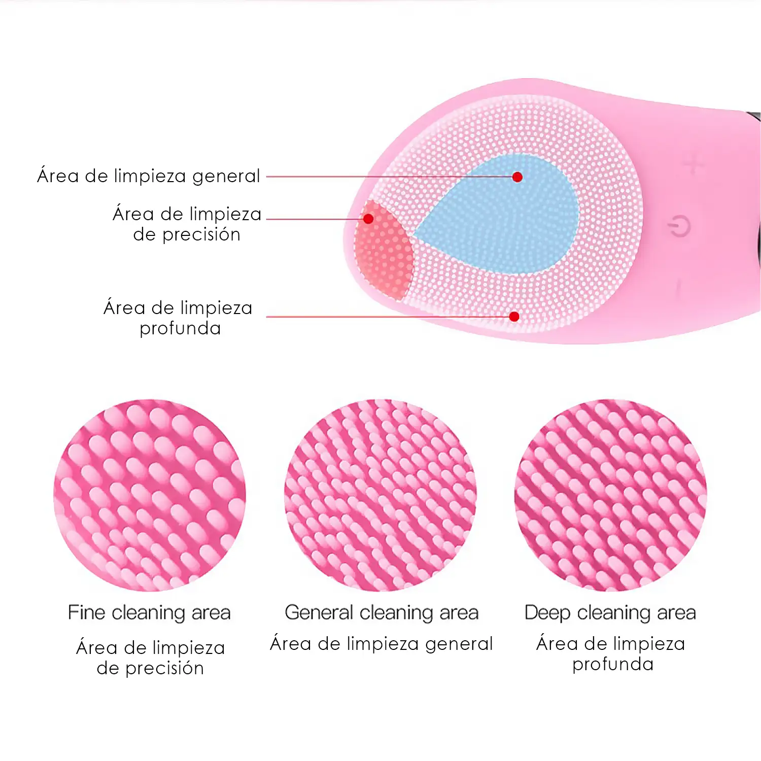 Cepillo limpiador facial sónico de silicona con masaje. Batería recargable.