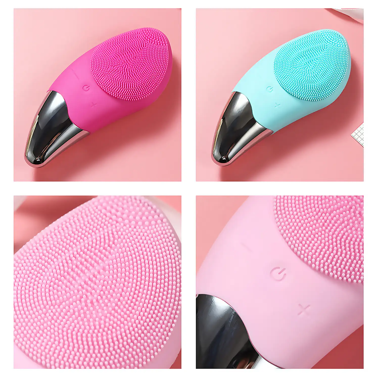 Cepillo limpiador facial sónico de silicona con masaje. Batería recargable.
