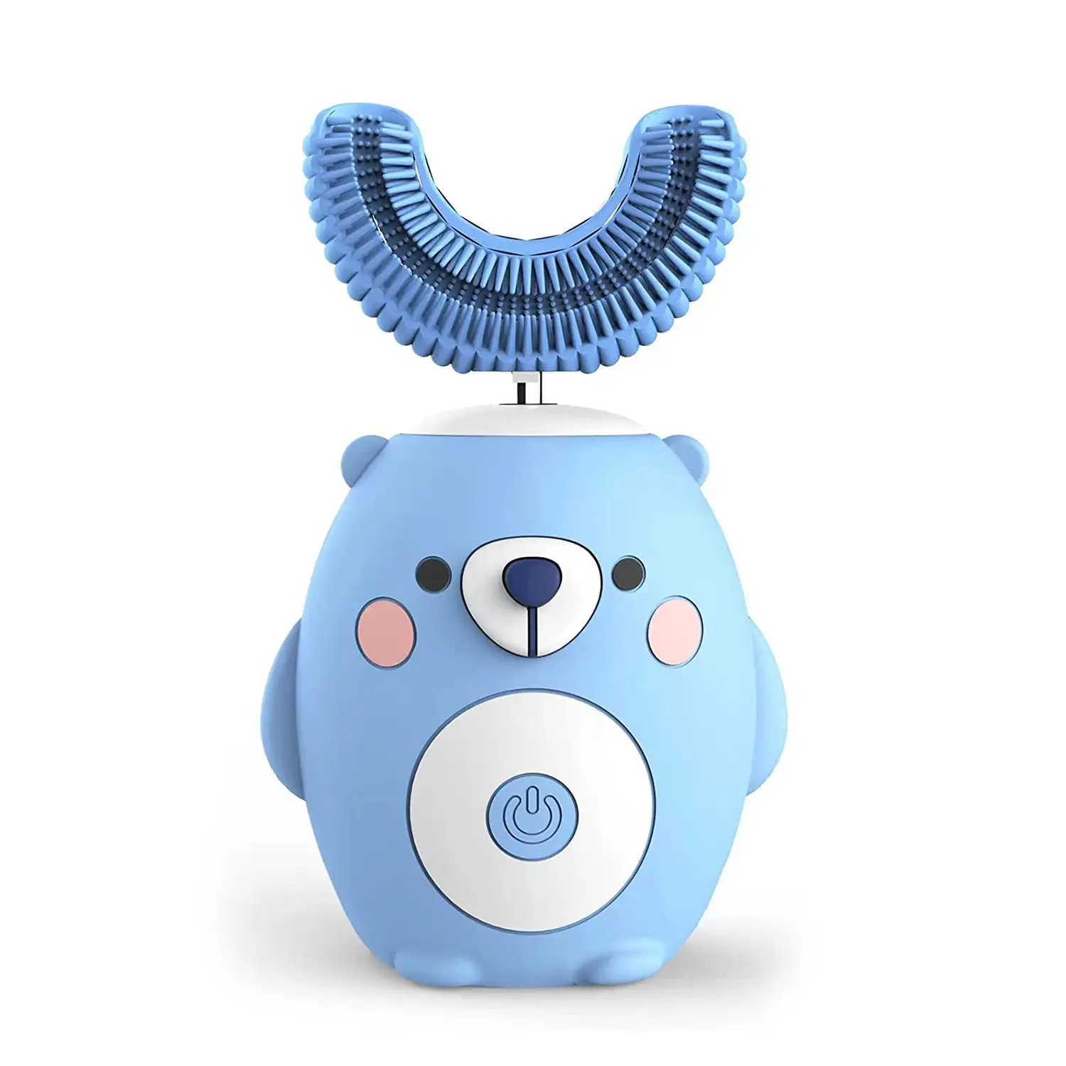 Cepillo de dientes eléctrico en forma de U, para niños. Cerdas de silicona suave.