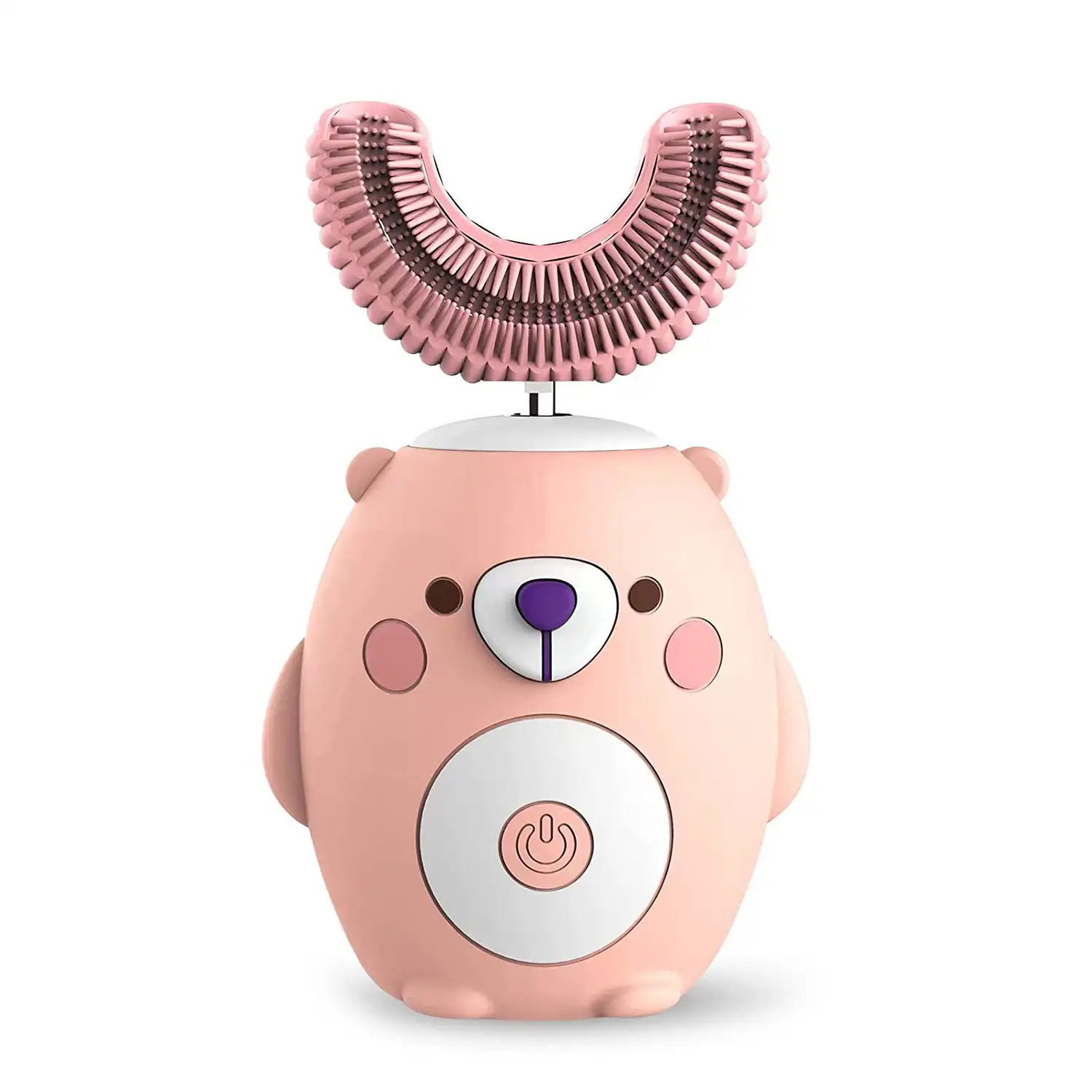 Cepillo de dientes eléctrico en forma de U, para niños. Cerdas de silicona suave.