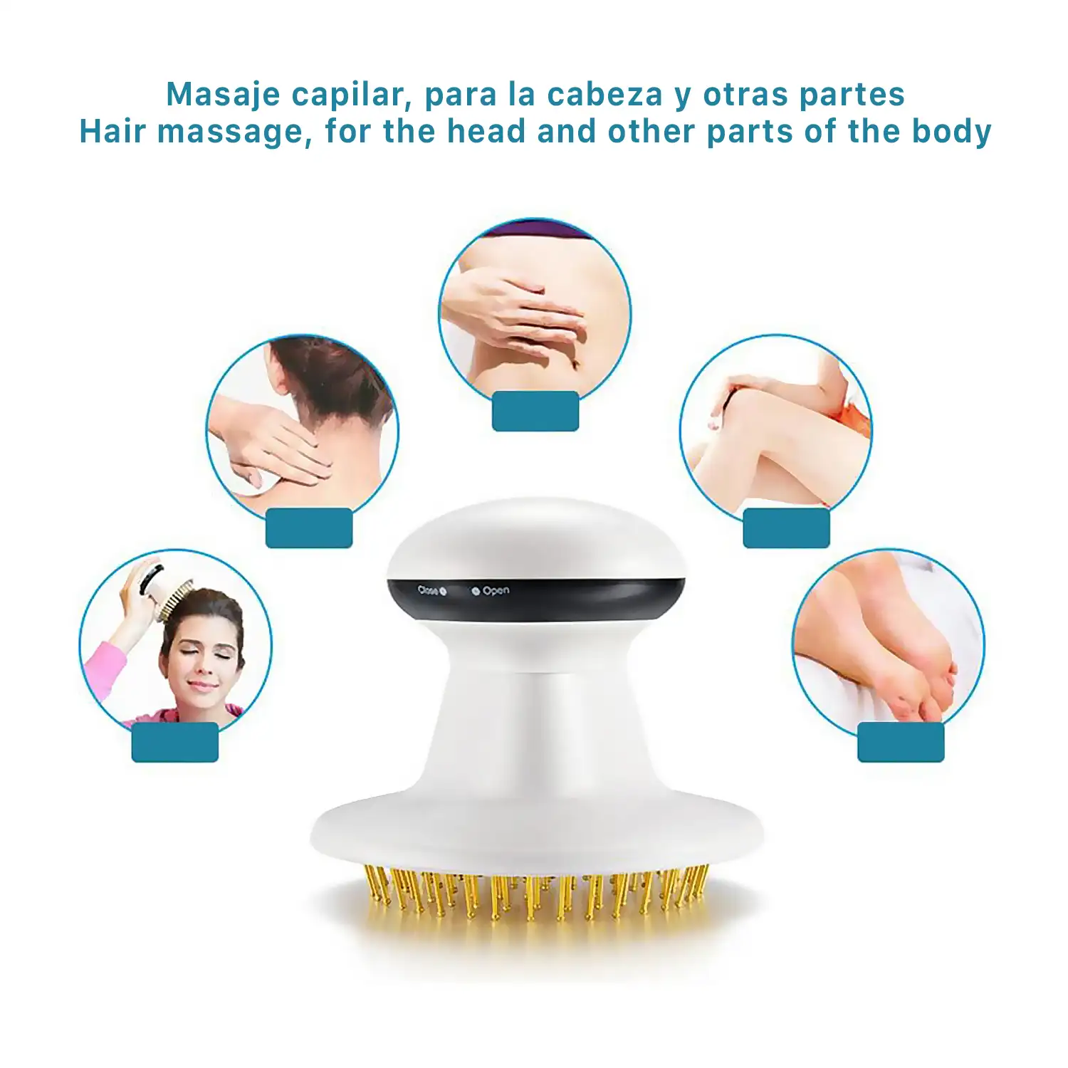 Peine eléctrico vibrador masajeador, especial para cuero cabelludo.