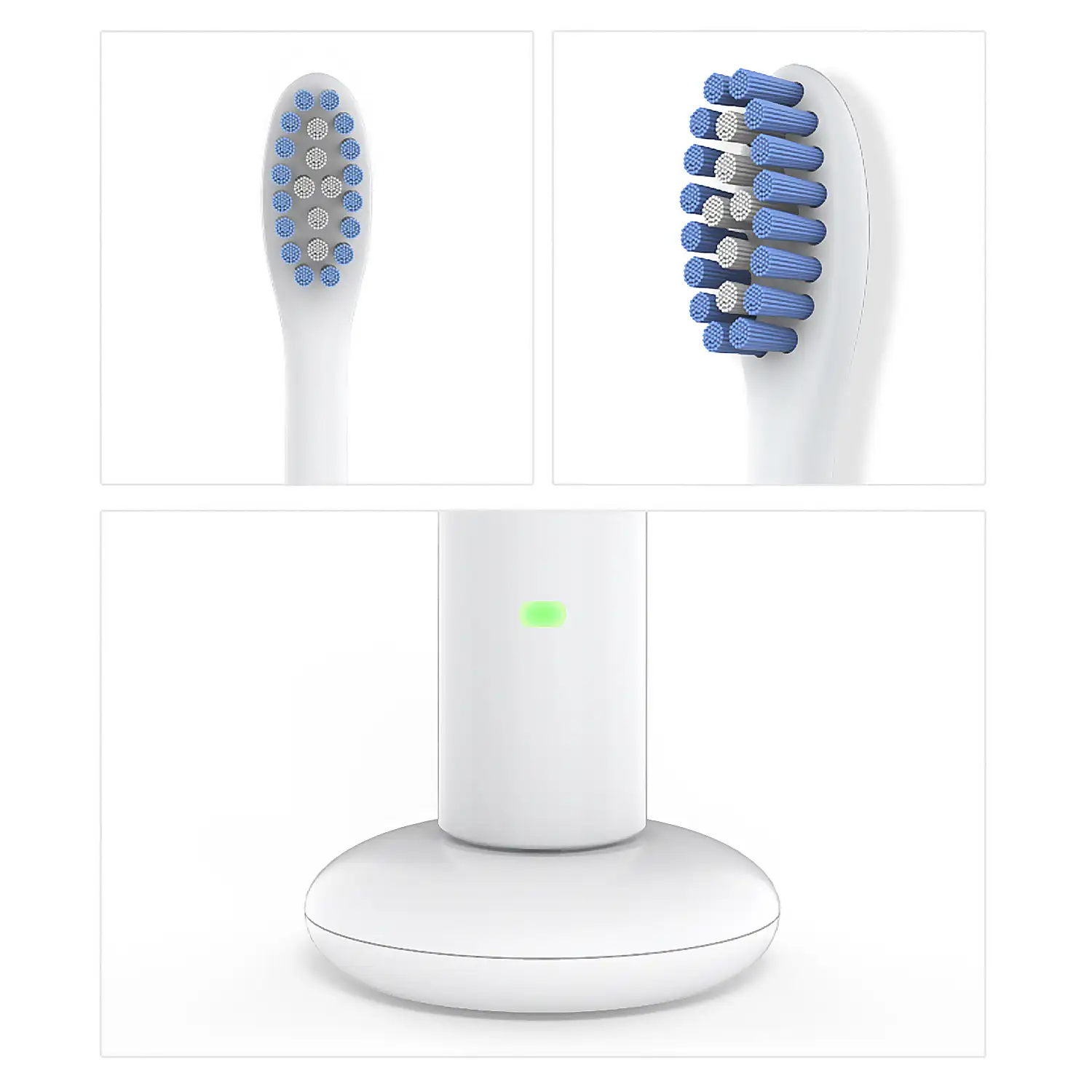 Cepillo de dientes eléctrico con batería recargable y cabezal. Carga inalámbrica inductiva.