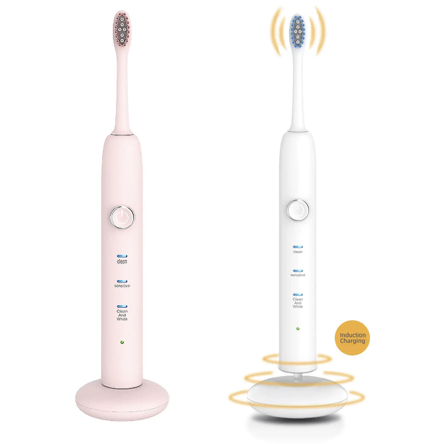 Cepillo de dientes eléctrico con batería recargable y cabezal. 3 modos de uso. Carga inalámbrica inductiva.