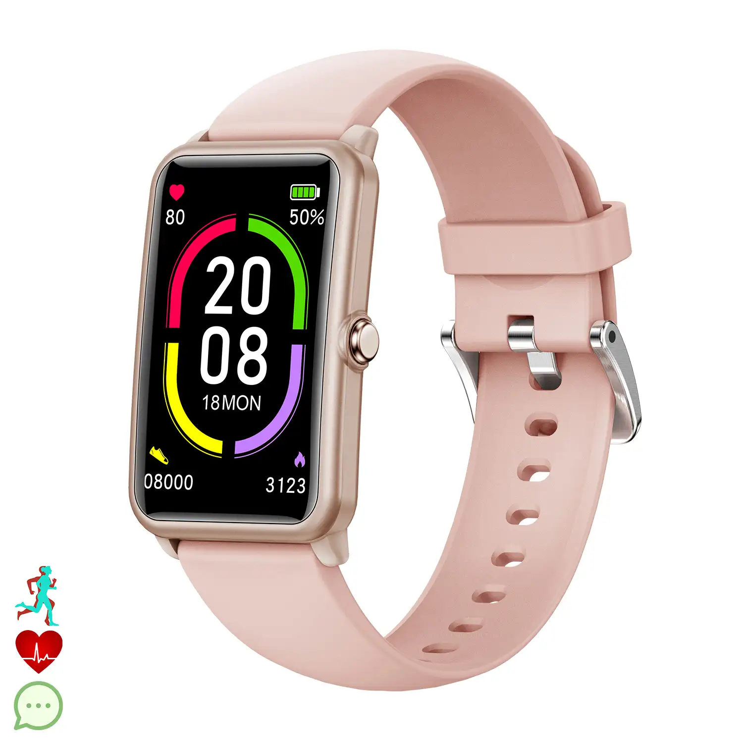Brazalete inteligente H86B con monitor de tensión y cardiaco. Varios modos deportivos, sumergible, notificaciones de apps.