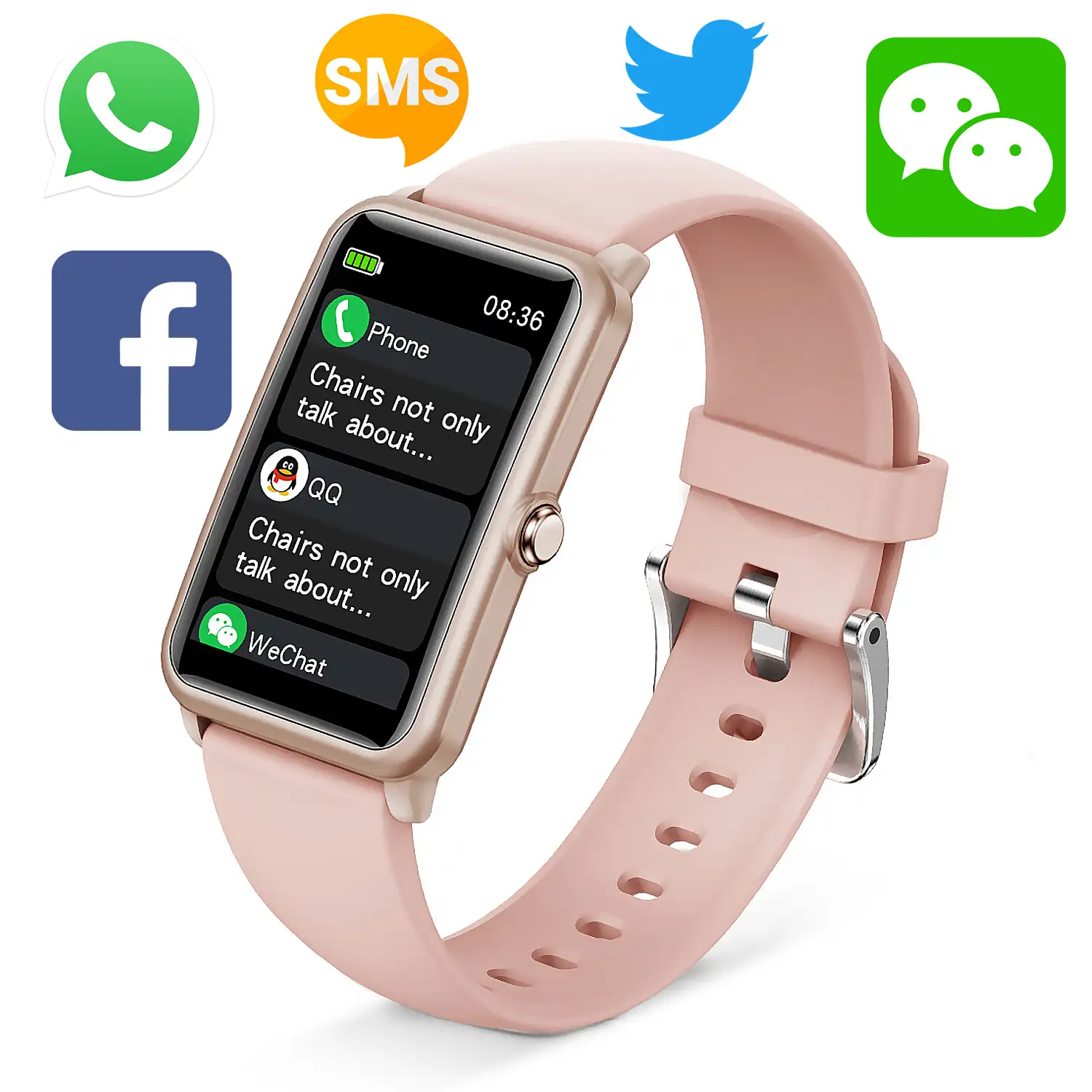 Brazalete inteligente H86B con monitor de tensión y cardiaco. Varios modos deportivos, sumergible, notificaciones de apps.
