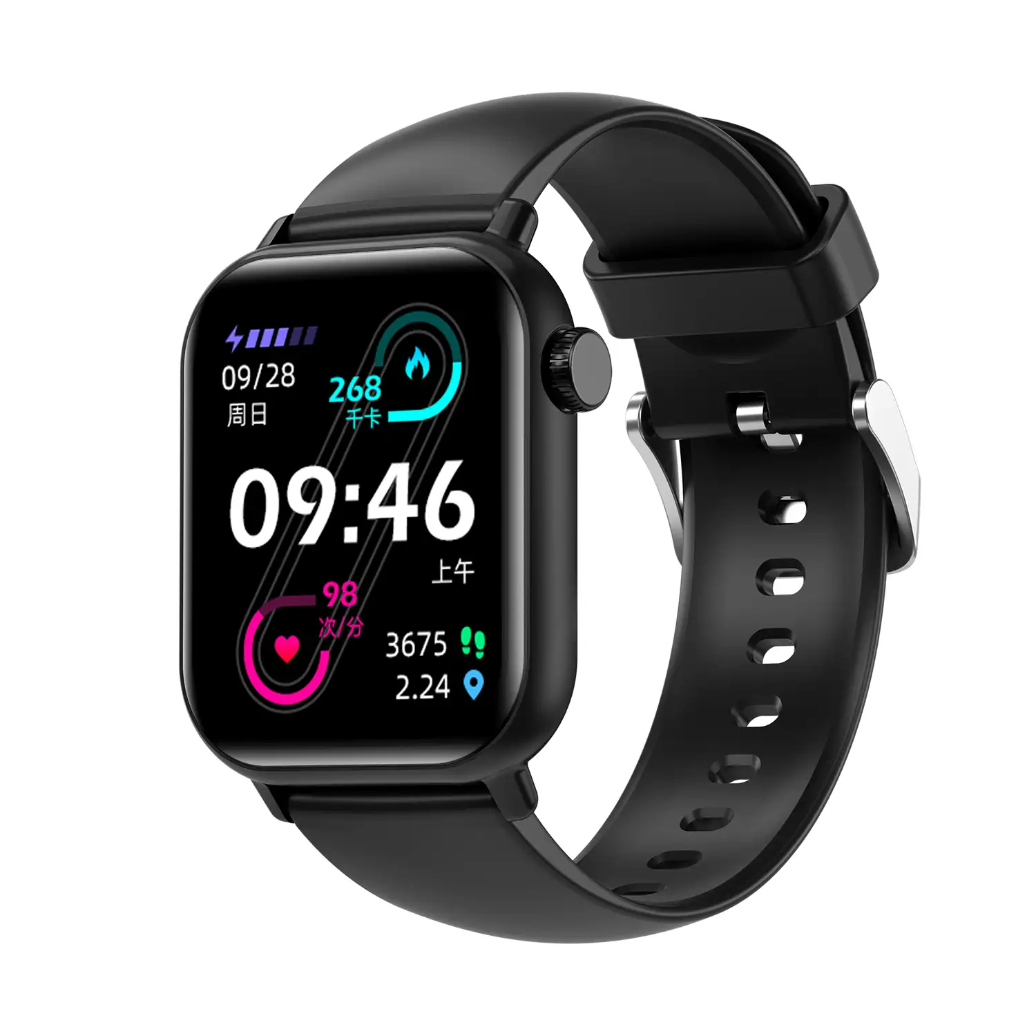 Smartwatch ZW27 con termómetro corporal y monitor de tensión. Modos deportivos, notificaciones de apps, sumergible.