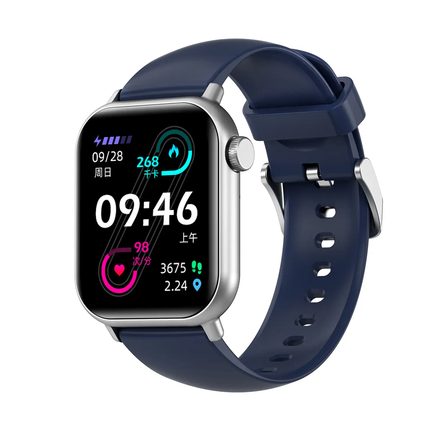 Smartwatch ZW27 con termómetro corporal y monitor de tensión. Modos deportivos, notificaciones de apps, sumergible.