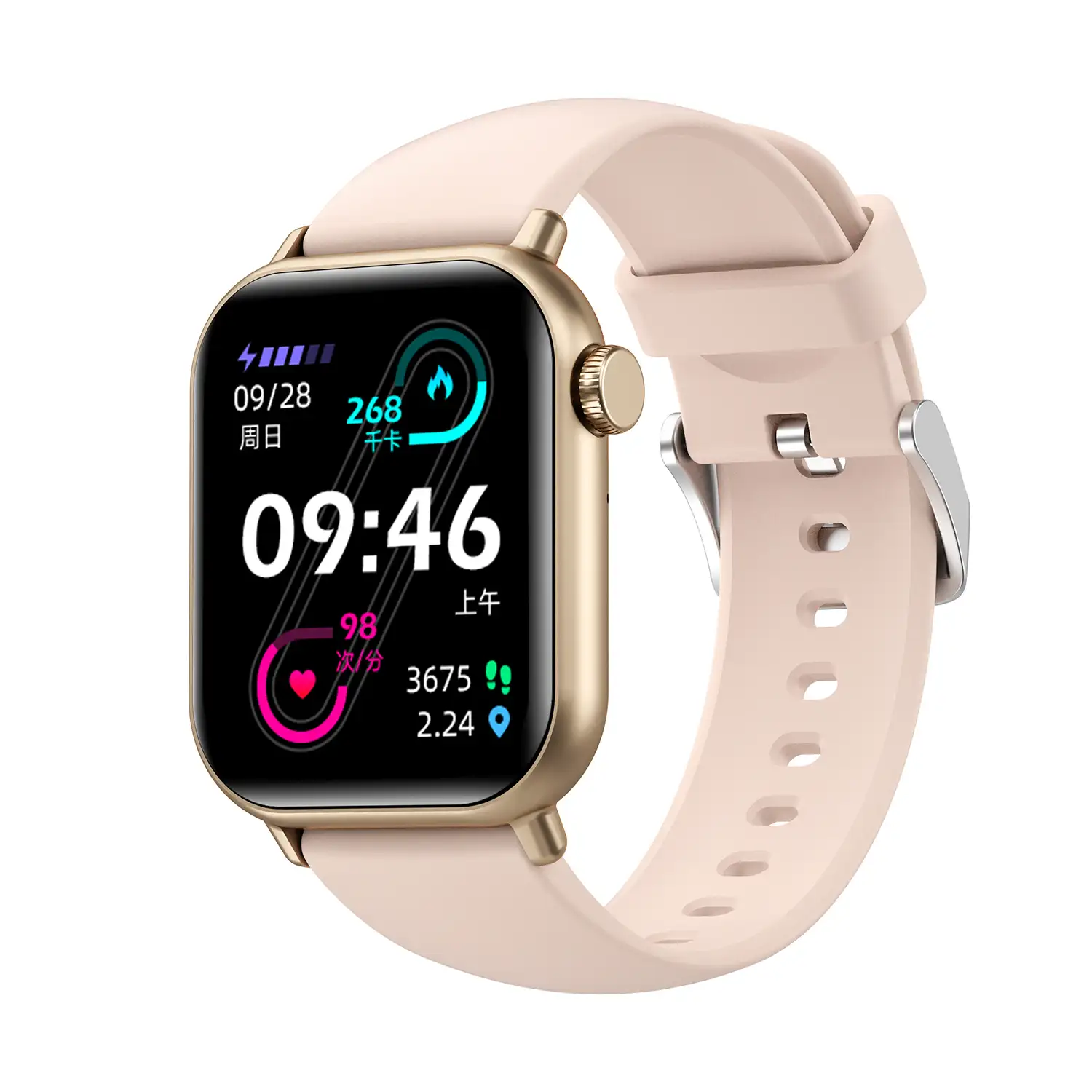 Smartwatch ZW27 con termómetro corporal y monitor de tensión. Modos deportivos, notificaciones de apps, sumergible.