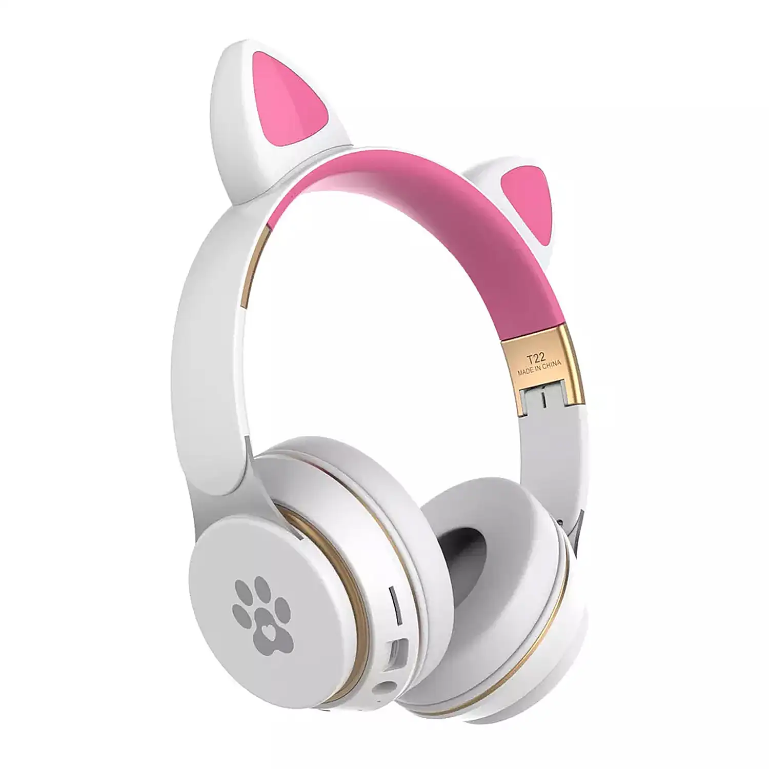 Cascos auriculares infantiles T22 Bluetooth 5.0, con luces led RGB. Supraaurales, lector de tarjetas micro SD, conexión para cable minijack.