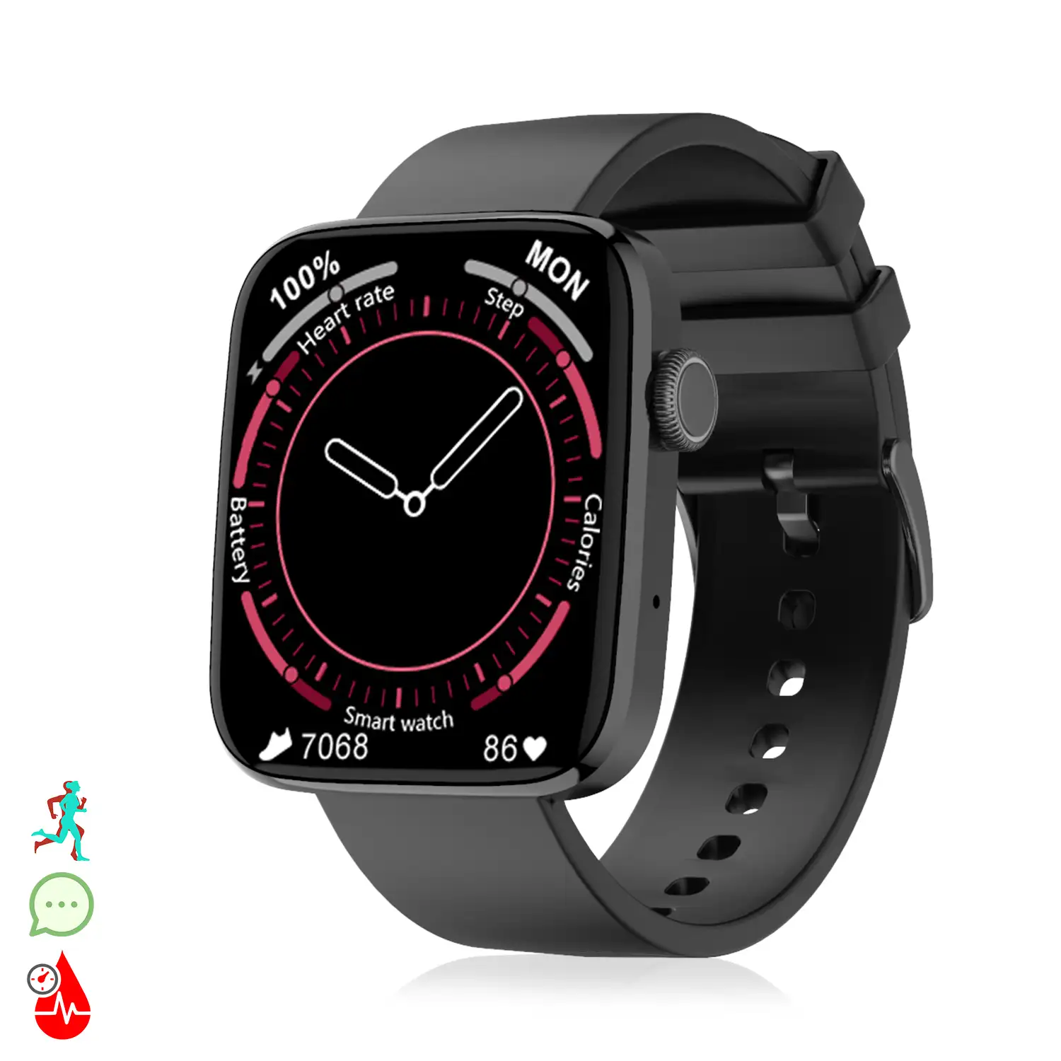 Smartwatch DT1 con corona giratoria inteligente, monitor de tensión y O2 en sangre; 11 modos multideportivos. Fondos personalizables.