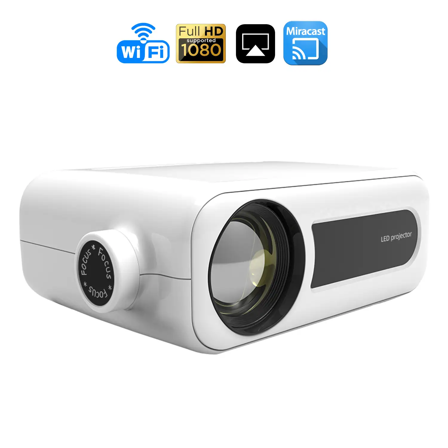 Proyector LCD YG330 Wifi, 1024px, duplicación de pantalla para iOS y Android. Conexión USB, HDMI y AV. De 35 a 200 pulgadas, 1800 lm. Con mando a distancia.